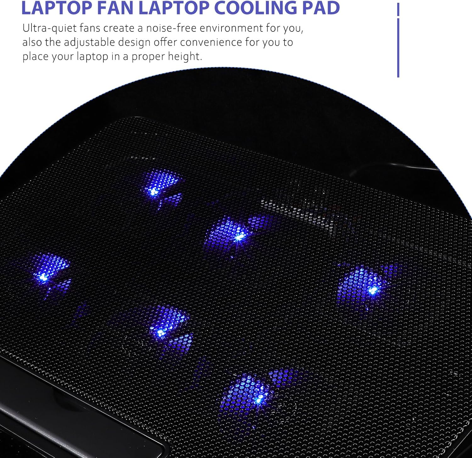 Laptop Cooling Pad 15.6 Inch Silent Cooling Stand with 6 Fans USB Powered for Gaming and Office Laptops Black