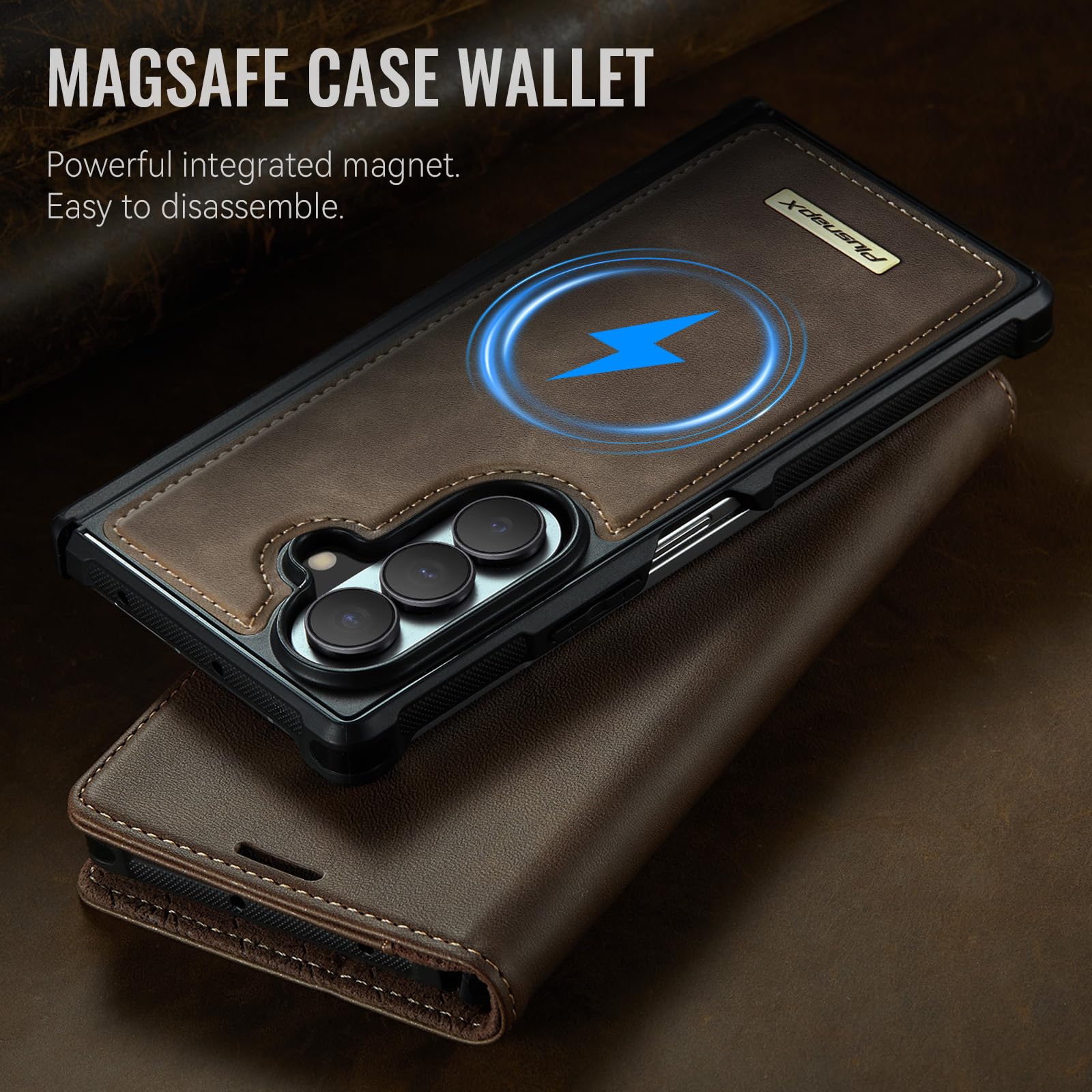 Custodia a portafoglio ultra magnetica per Samsung Galaxy Z Fold 8 | Compatibile con Magsafe, 2 in 1 staccabile, porta carte di credito con blocco RFID, antiurto, ricarica wireless