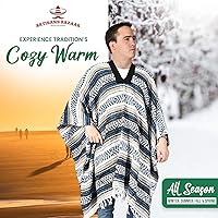 Vista 95 de Artisans Bazaar Poncho tradicional mexicano de Baja para hombres y mujeres, auténtico sarape de Gaban, manta de vaquero Pancho Jorongo rojo - rosa