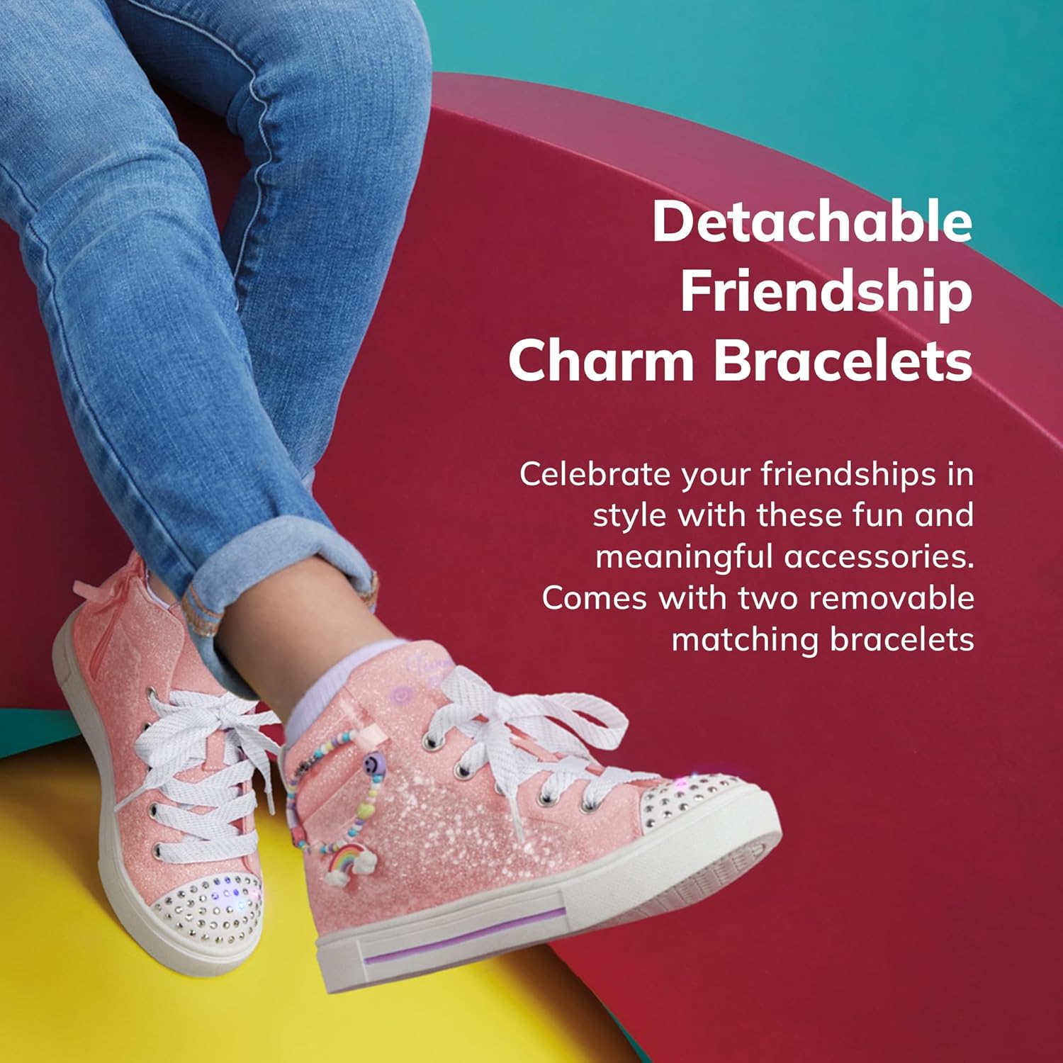 Skechers Girls' Twinkle Sparks Charm Bestie Sneakers - Image 5