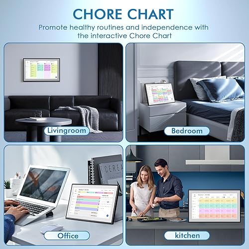 Miniatura 5 de Calendario digital digital de 15.6 pulgadas, calendario electrónico y tabla de tareas, 1920 x 1080P IPS pantalla táctil de pared, agenda semanal y