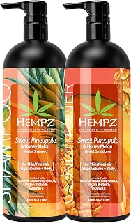HEMPZ Hair Shampoo & Conditioner Set - Sweet Pineapple & Honey Melon Scent for Thin/Fine Dry, Damaged and Color Treated Hair, Hydrating, Softening, Moisturizing with Biotin Duo Set - 33.8 fl oz