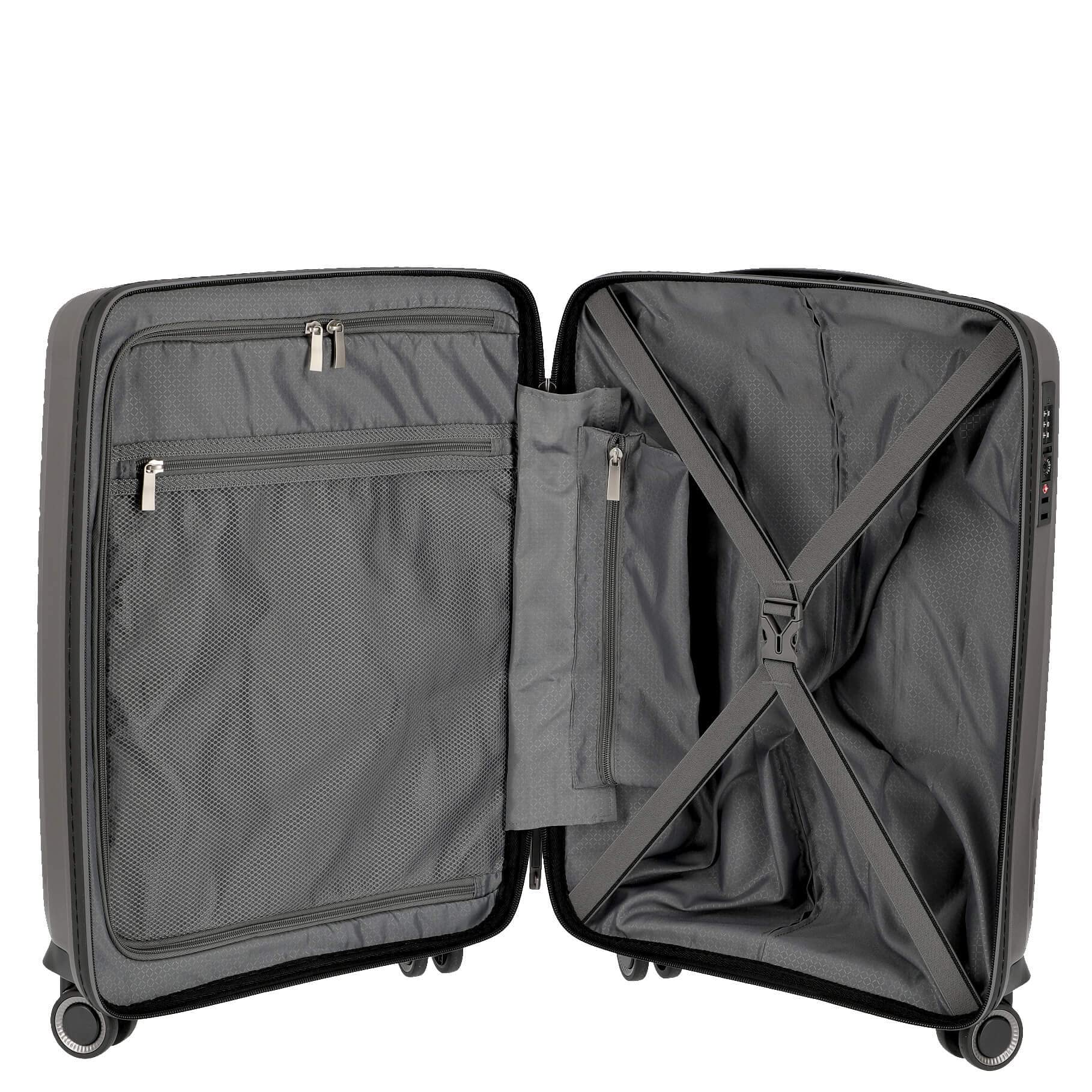 Wave Valigia rigida Bagaglio a mano Trolley cabina 55cm Antracite, 4 ruote doppie, lucchetto TSA, espandibile, polipropilene leggero | 36L