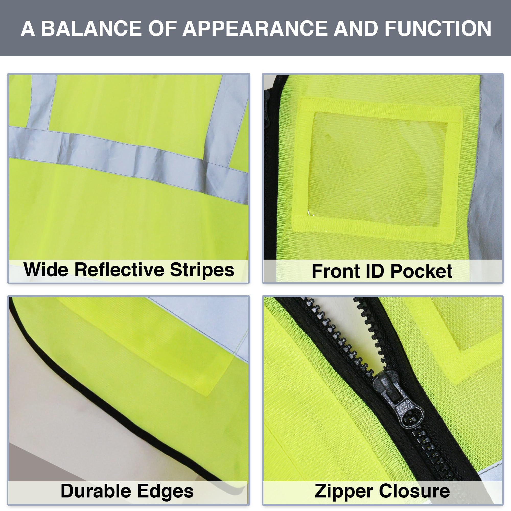 SALUS WEAR High Visibility Vest Reflective Strip Front & Back 3 Pockets 1 ID Window Ideal for Construction, Security and Industrial Work
