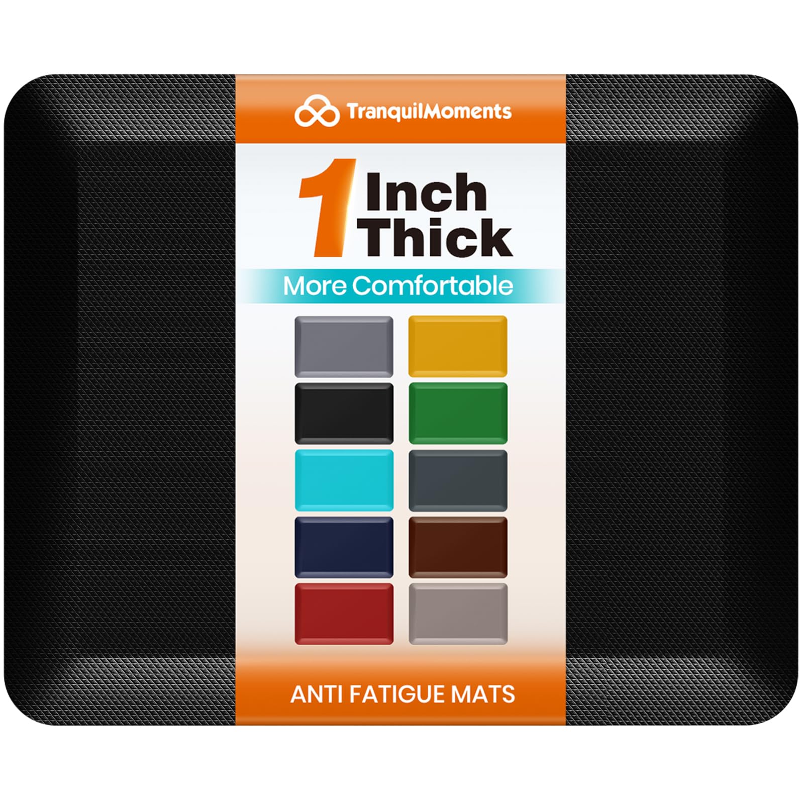 1-Inch Thick Anti-Fatigue Mat for Kitchen and Standing Desk, 20"x24", Black