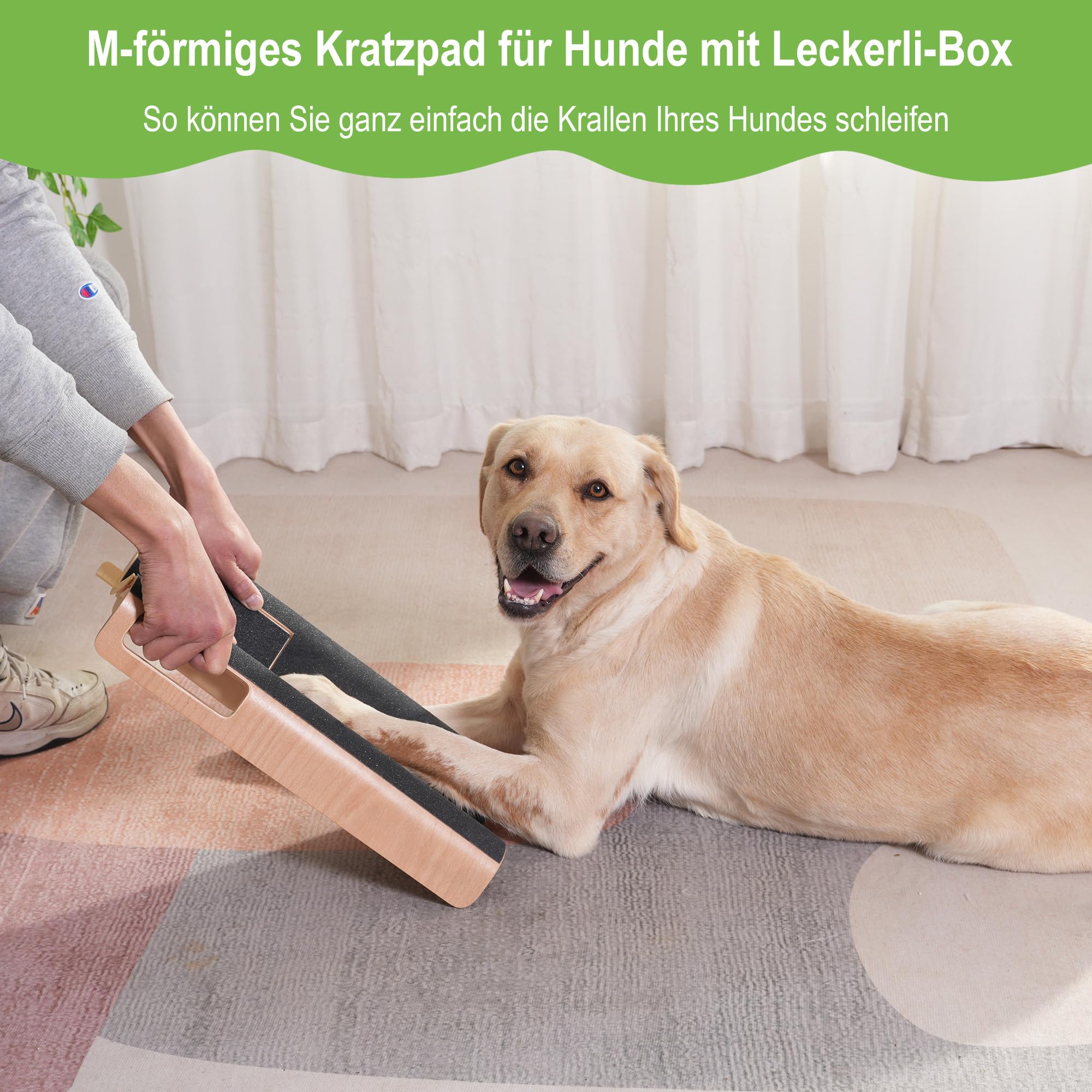 Rascador de uñas en Forma de M para Perros con Caja de premios, Lima de uñas para Perros y facilita el acortamiento de Las uñas Laterales (XL, con Caja de premios)