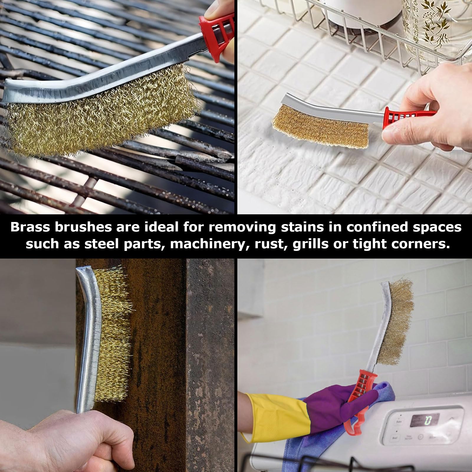 Set 3 Spazzole In Ottone Per Pulizia - Per Barbecue, Ruggine E Lavori Fai Da Te - Foto 11