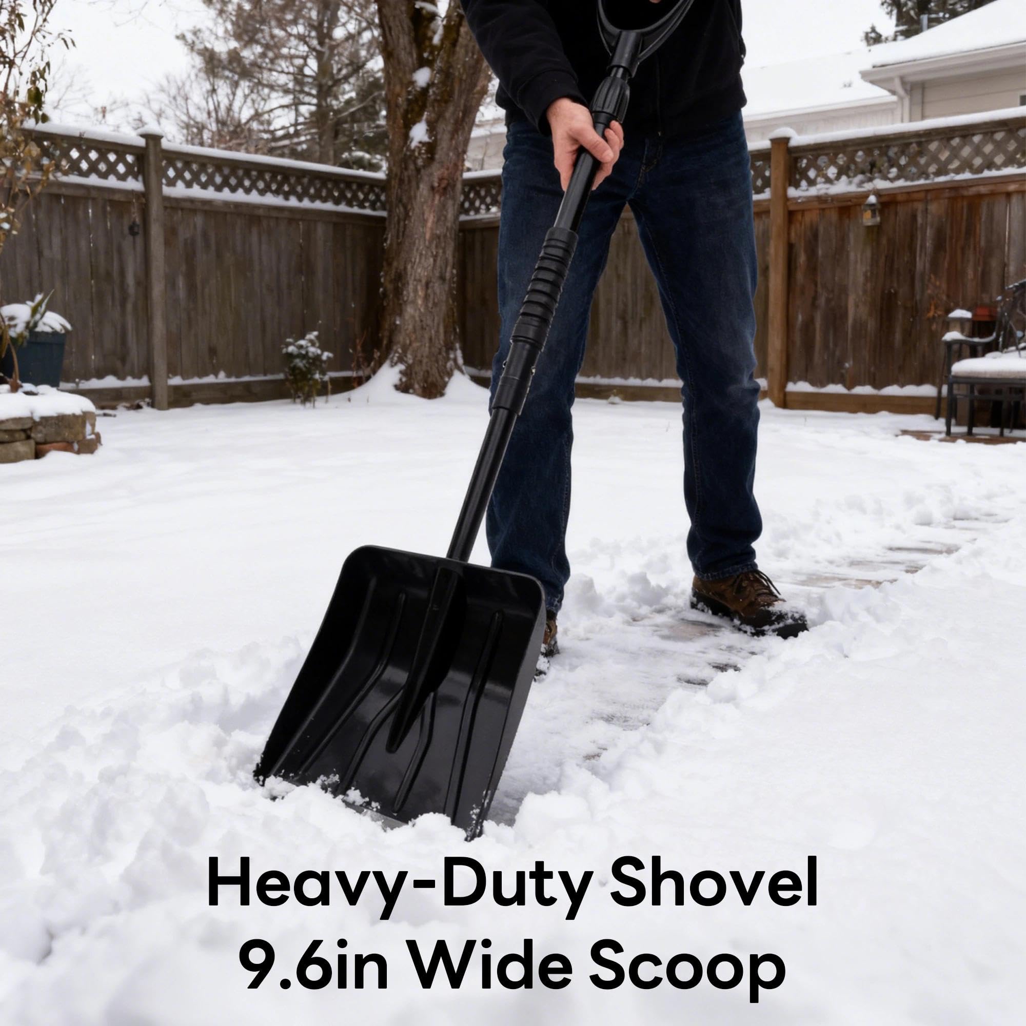 Deecam Pelle à neige extensible pour voiture, accessoires de voiture d'hiver et kits essentiels - Brosse à neige amovible avec tête rotative à 360° / pelle / grattoir à glace pour voitures, camions