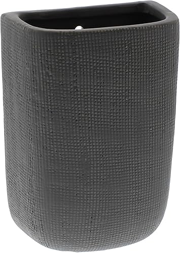 Miniatura 5 de Juego de 3 piezas de florero de bolsillo de pared gris de cerámica  Flores decorativas colgantes