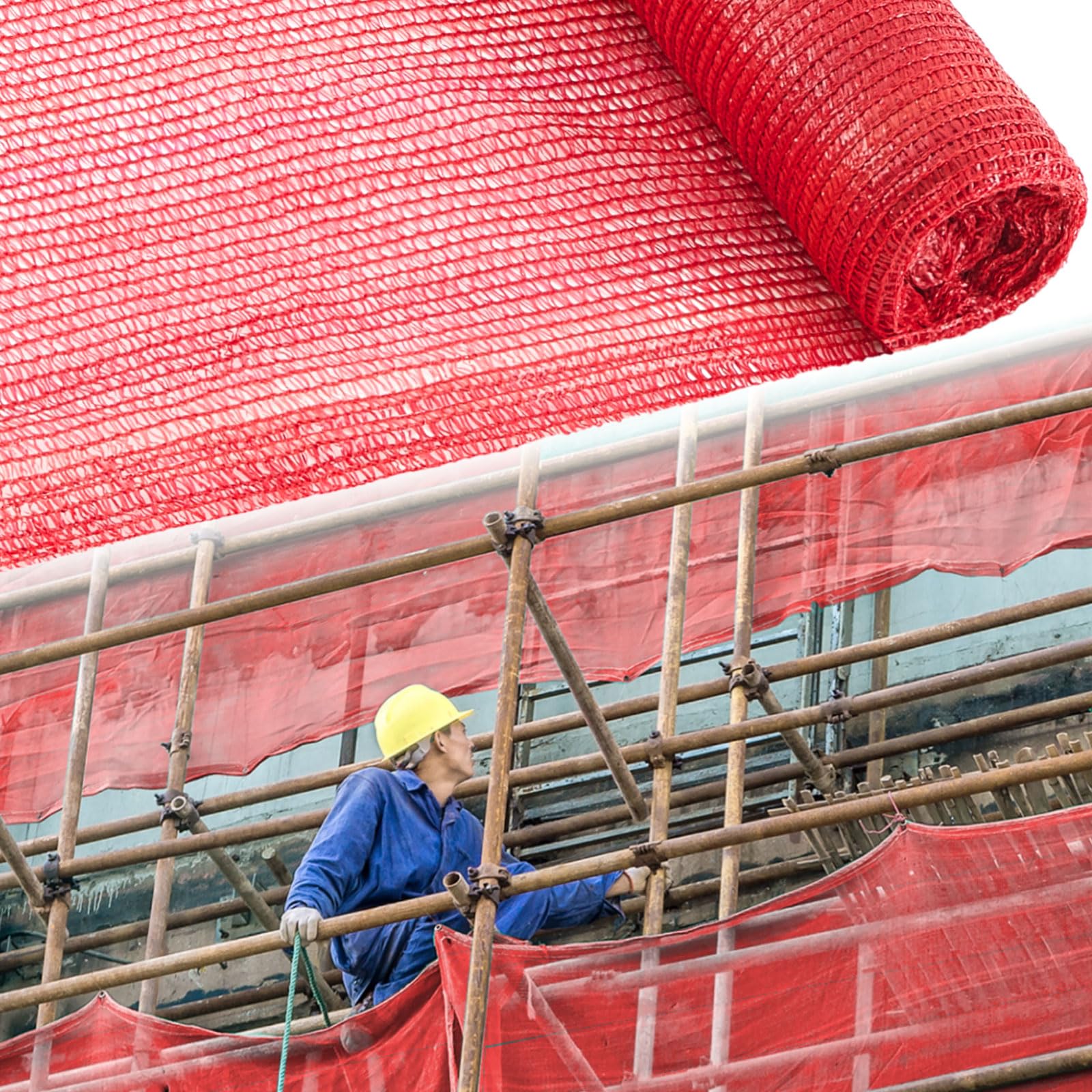 1 Roll 3.3' x 164' Safety Snow Fence Net HDPE High Visibility Temporary Barrier Construction Netting Safety Warning Roadblock for Snow Fencing Garden Poultry Driveway (Red)