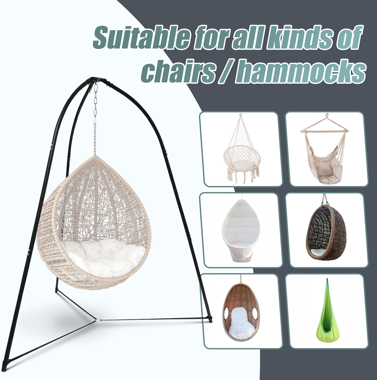 Sorbus Tripod Hanging Chair Stand – 330lbs Capacity, Heavy Duty Steel, Rust Resistant, Adjustable Hammock Frame for Saucer, Air Porch, Indoor/Outdoor Use – Swing Not Included