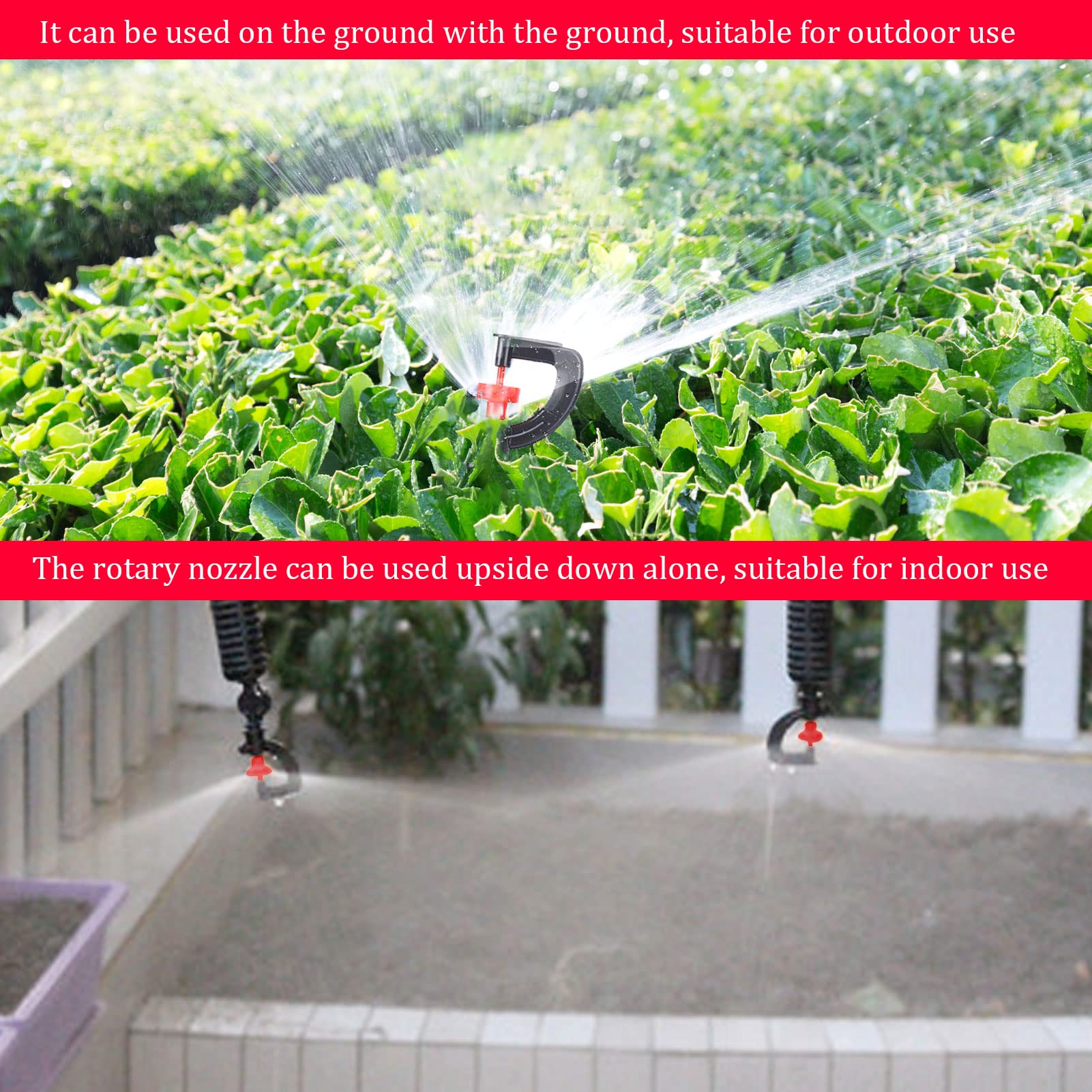 Irrigatore Rotante 360° OUKENS: 20 Micro Ugelli Per Giardino E Serra Con Tubo 4/7 Mm - 4