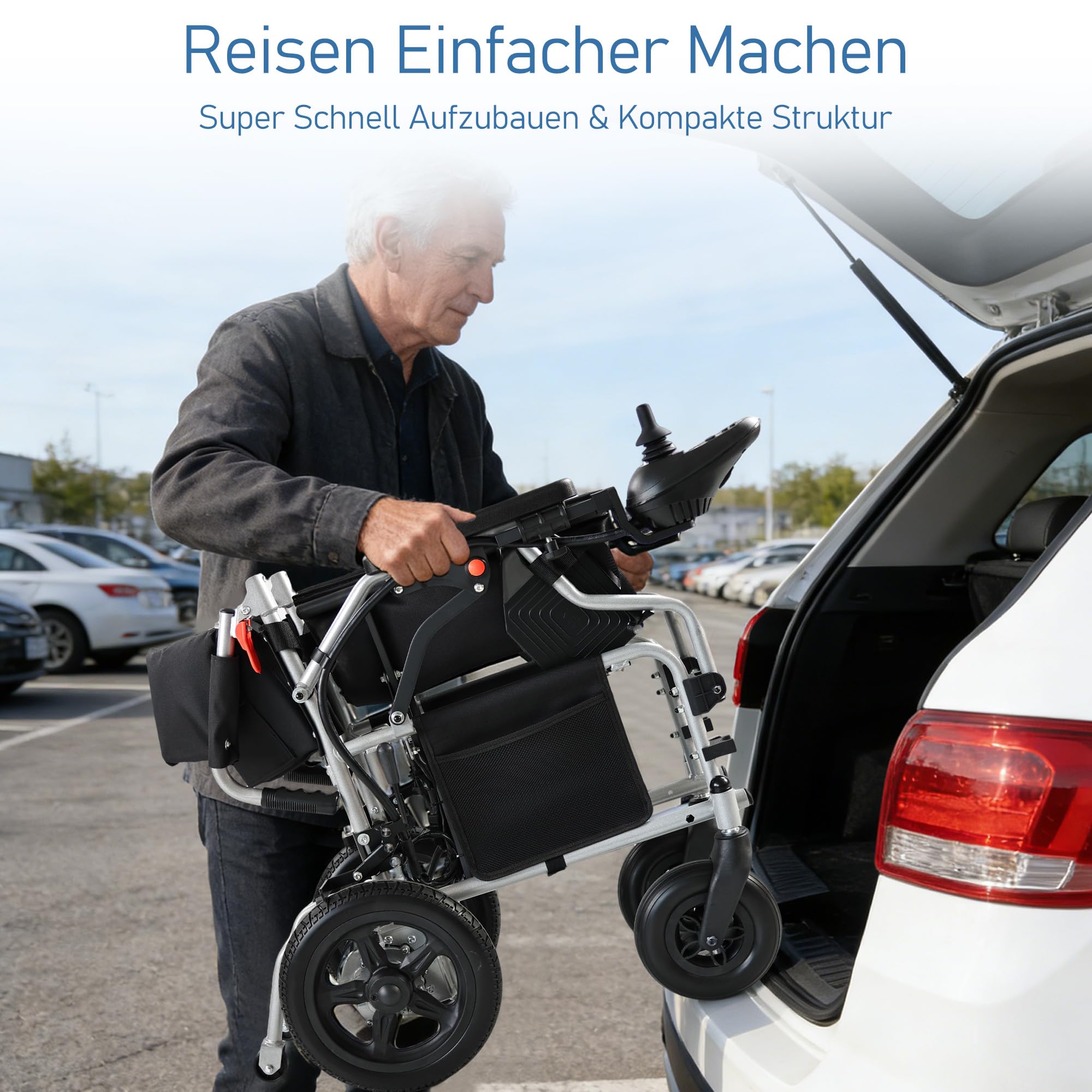 YF001 ZygenAir - Sillas de ruedas eléctricas para adultos, motor de 500 W, plegable, silla de ruedas ligera, capacidad de carga de 150 kg, alcance de 24 km, fácil de plegar y transportar para personas