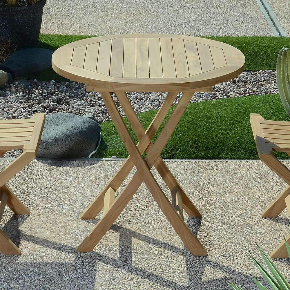 Teck'Attitude Table Pliante Ronde en Teck Massif Opio ø 75 cm