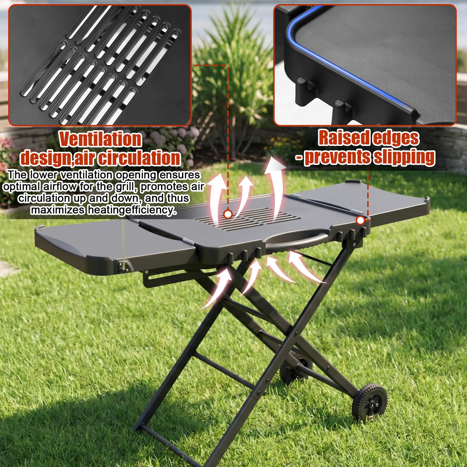 Denmay Carro de mesa para Weber Q100 Q200 Q300 Serie, Enders Urban, Nexgrill, Ninja Woodfire Grill, horno de pizza, Solo Stove, Burnhard Wayne, soporte de parrilla con ruedas para la mayoría de las