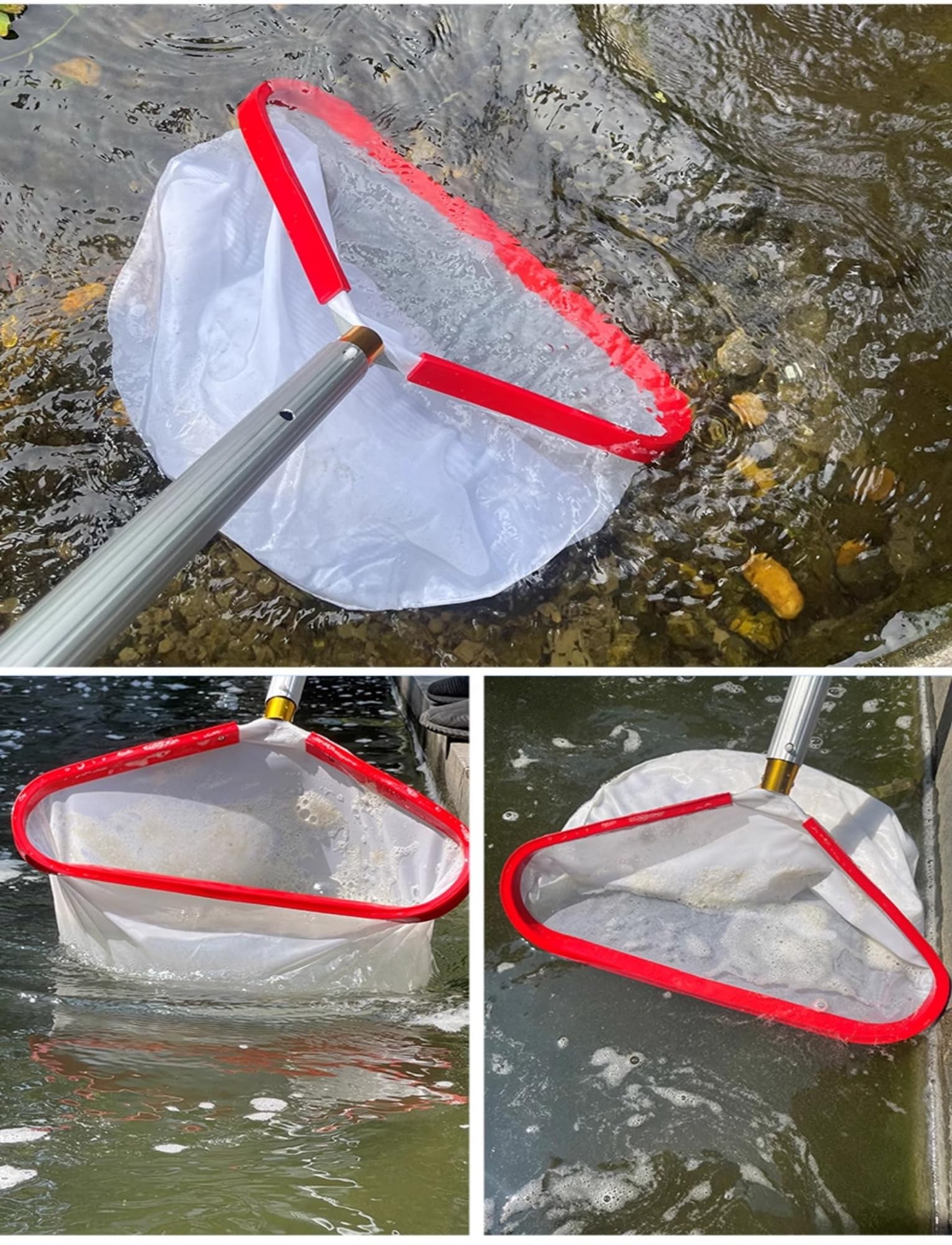 Questa Rete per Piscina, retini Professionali per la Pulizia delle Foglie della Piscina, Telaio in Alluminio Resistente e rastrello con Manico, Rete per la Raccolta dei detriti della Piscina