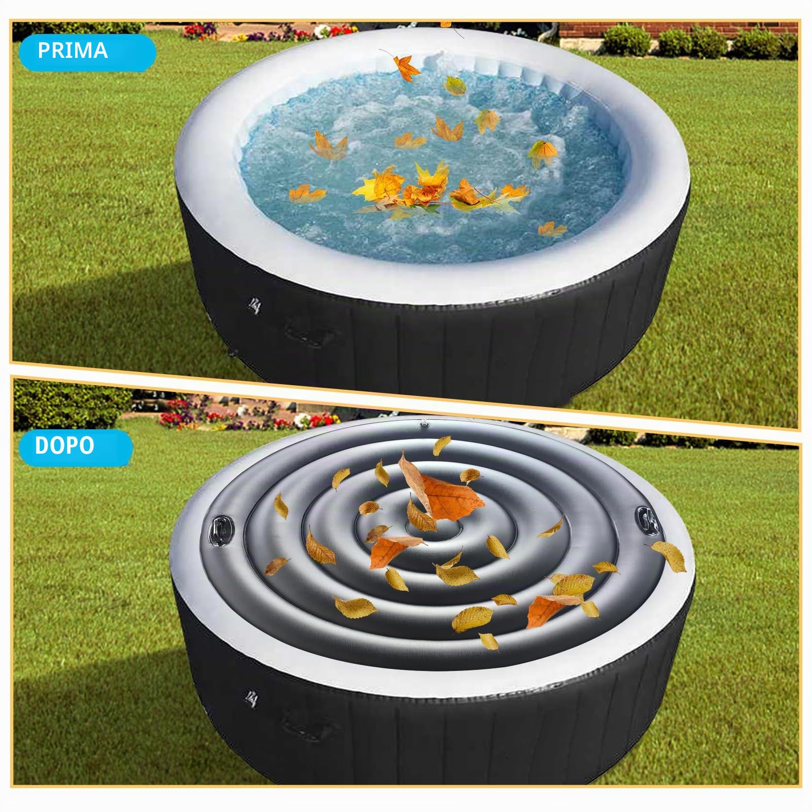Coperchio Per Vasca Idromassaggio, Copertura Gonfiabile Per Spa Con Maniglia, Coperchio Per Spa Per Vasca Idromassaggio, Per La Protezione Della Vasca Idromassaggio (Nero, Rotondo-135CM)