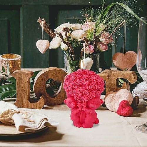 Miniatura 6 de ZAKVOOR Molde de vela en forma de oso de rosa, molde de silicona para el día de San Valentín, para hacer velas de aromaterapia, yeso de cera y