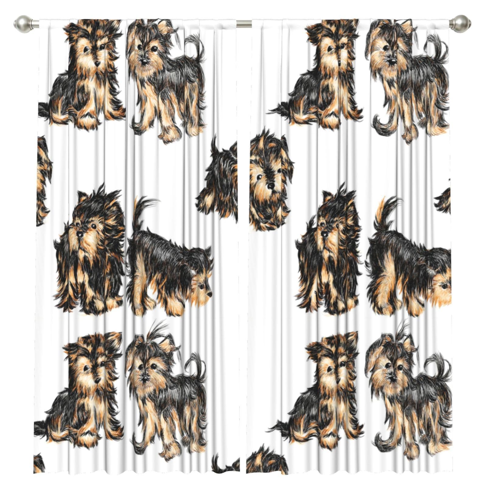 InOmak Yorkshire Terrier, 2 Panels Window Curtains 52 x 84 Inch Blackout Curtains for Living Room Bedroom