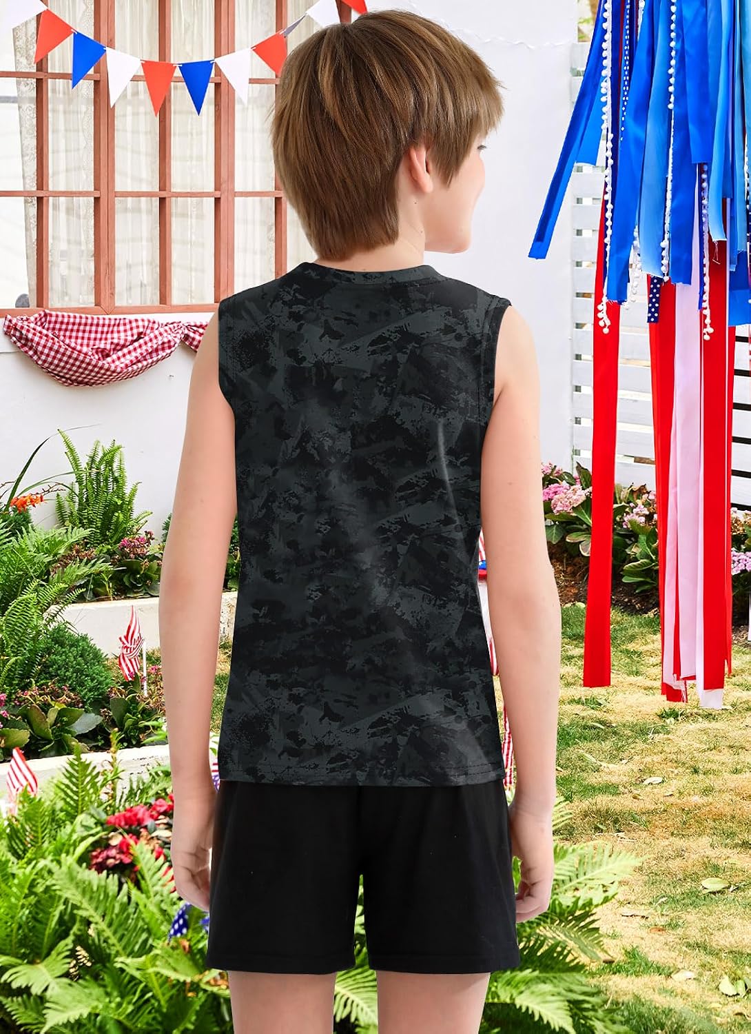 Boys 4th of July Patriotic Sleeveless Tee American Flag Tank Top 6-14 Years