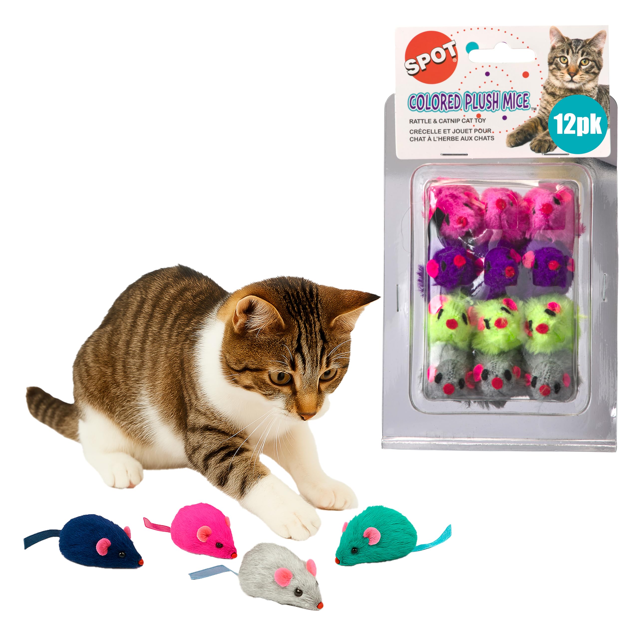 Ratones de peluche con hierba gatera que eliminan el aburrimiento de tu gato, pack de 12 piezas