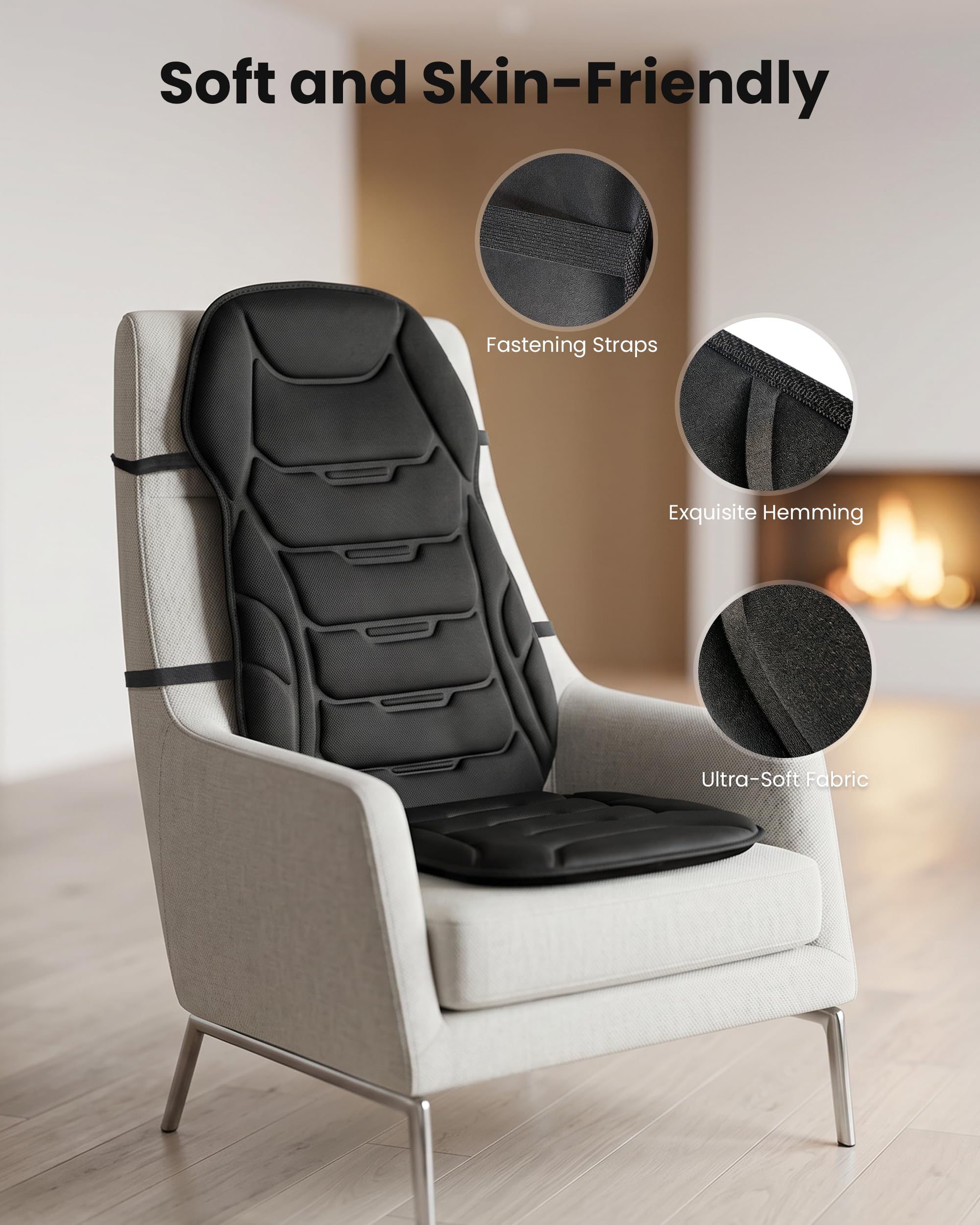 COMFIER Funda de Asiento con Masaje y Calor, Esterilla de Masaje con Vibración para Espalda y Cuello, Cojín de Asiento para Relajación, Masajeador Espalda para Oficina en Casa, Regalos para Mujer
