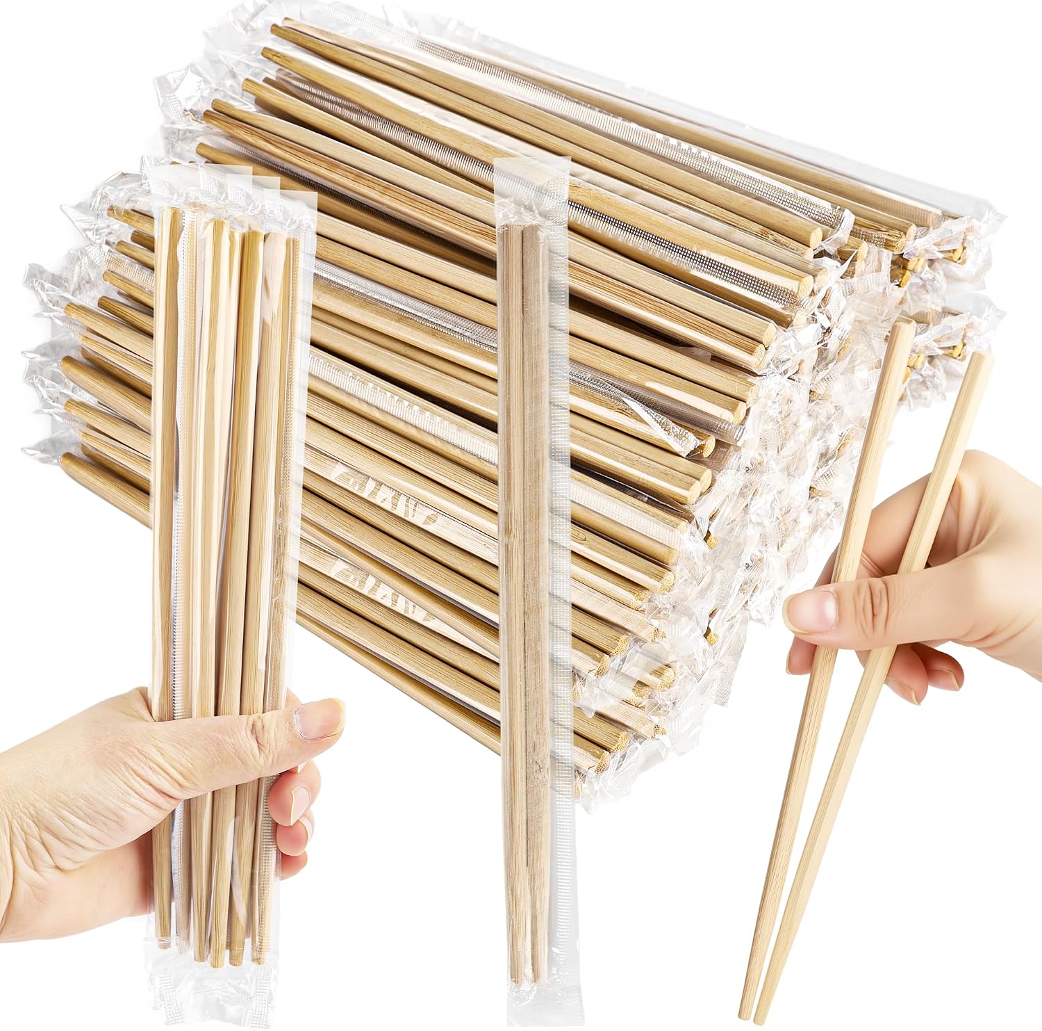 200 Pairs Disposable Chopsticks Bulk Individually Wrapped Bamboo Chopstick 9.45 Inch Separated Sleeved Chopsticks for Restaurants Home Takeout Rice Noodles Sushi