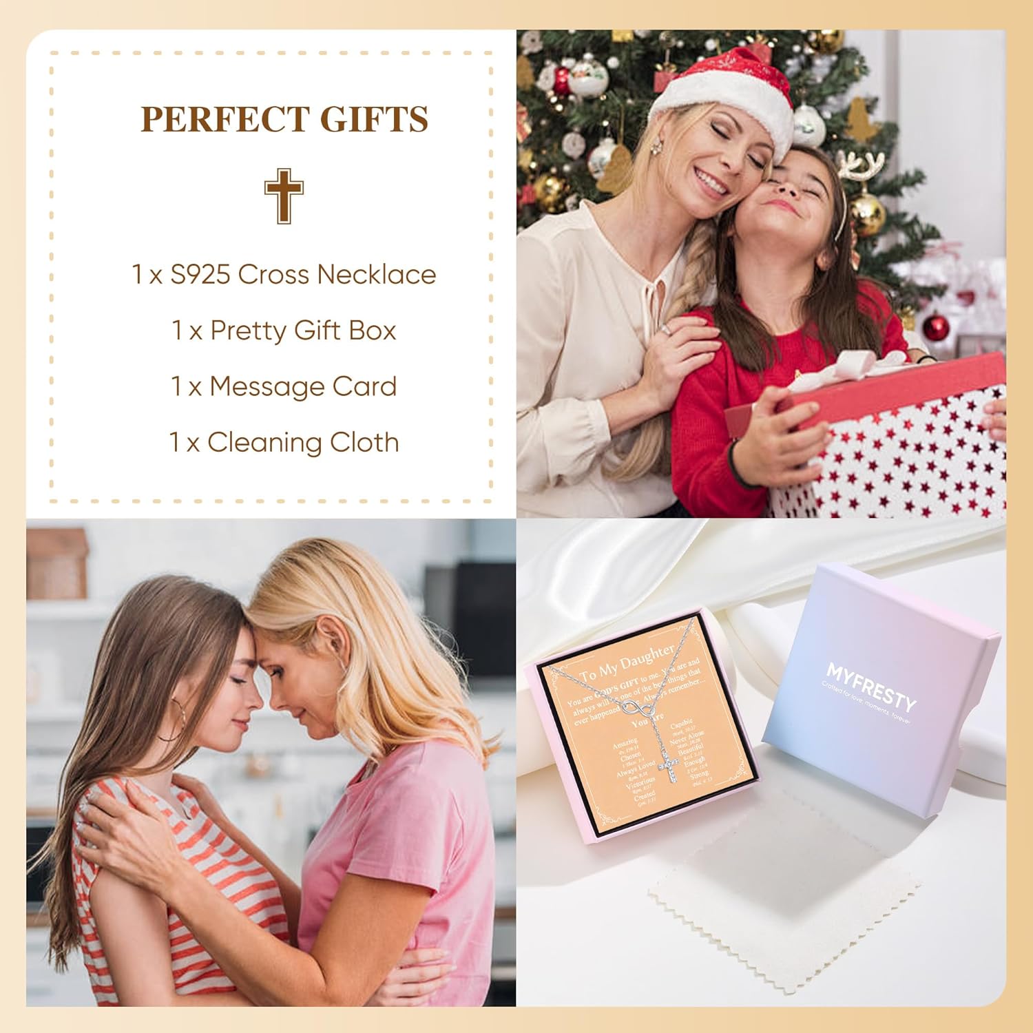 925 Sterling Silver Infinity Cross Necklace, Mini 18K White Gold Plated Small Danity Cross Necklace Confirmation Baptism Easter Religious Christian Gifts for Women Mom Sister Daughter Friend Niece - Image 6