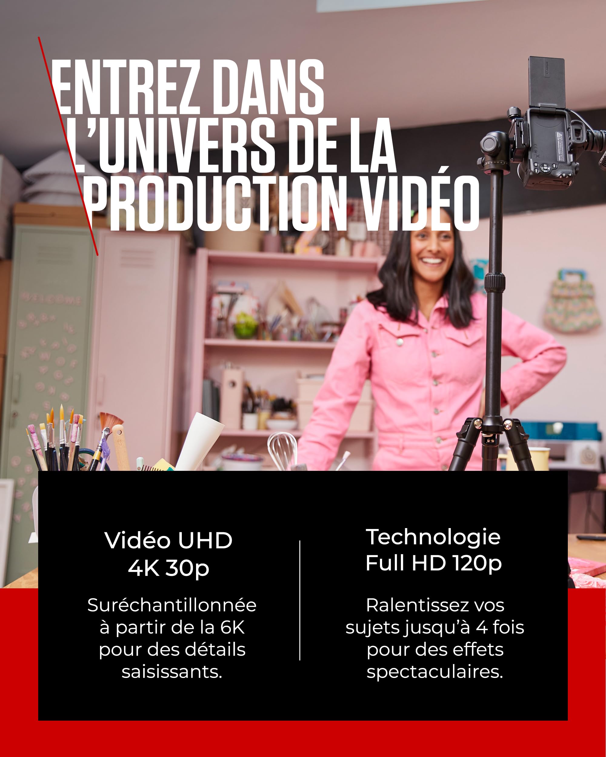 Kit créateur de Contenu UGC Canon EOS R50 - Appareil Photo Hybride APS-C 4K, Wi-FI, Bluetooth, Compact, idéal pour Le vlog, pour débutants et Professionnels