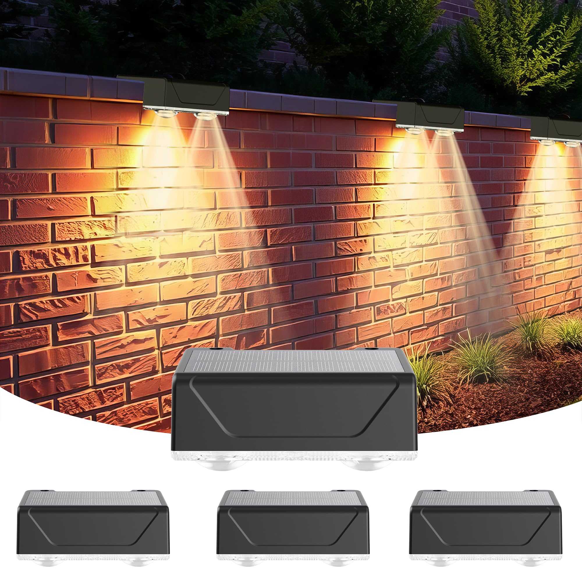 Lankey Sound Solar Fence Lights Outdoor Garden, Outdoor Wall Lights with 3 Modes