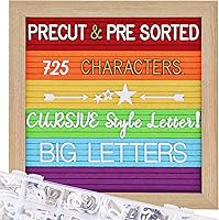 Vista 12 de Tablero de letras de fieltro – precortadas y clasificadas, 725 caracteres blancos y dorados, letras cursivas, grandes, cambiables con soporte