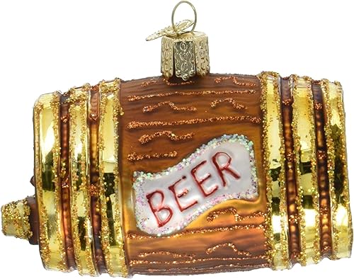 Old World Christmas Craft Beer Collection Adornos de vidrio soplado para barril de árbol de Navidad