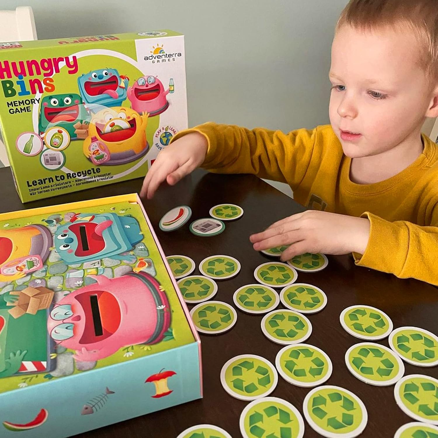 Adventerra Games Juego de mesa Hungry Bins Juegos educativos para