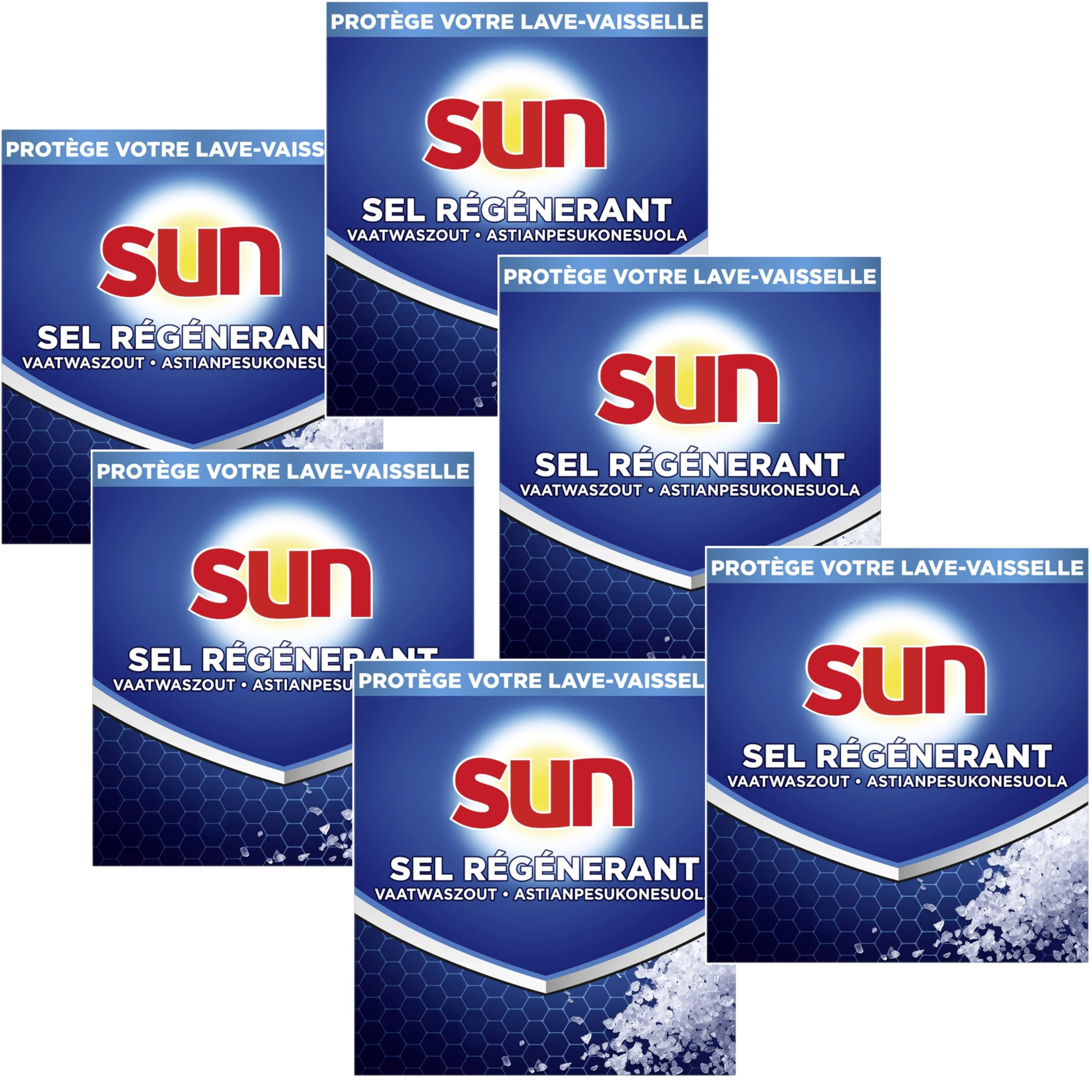 SUN CLASSIC - Sel Regénérant 1Kg pour lave-vaisselle - Lot de 6 - Offre économique
