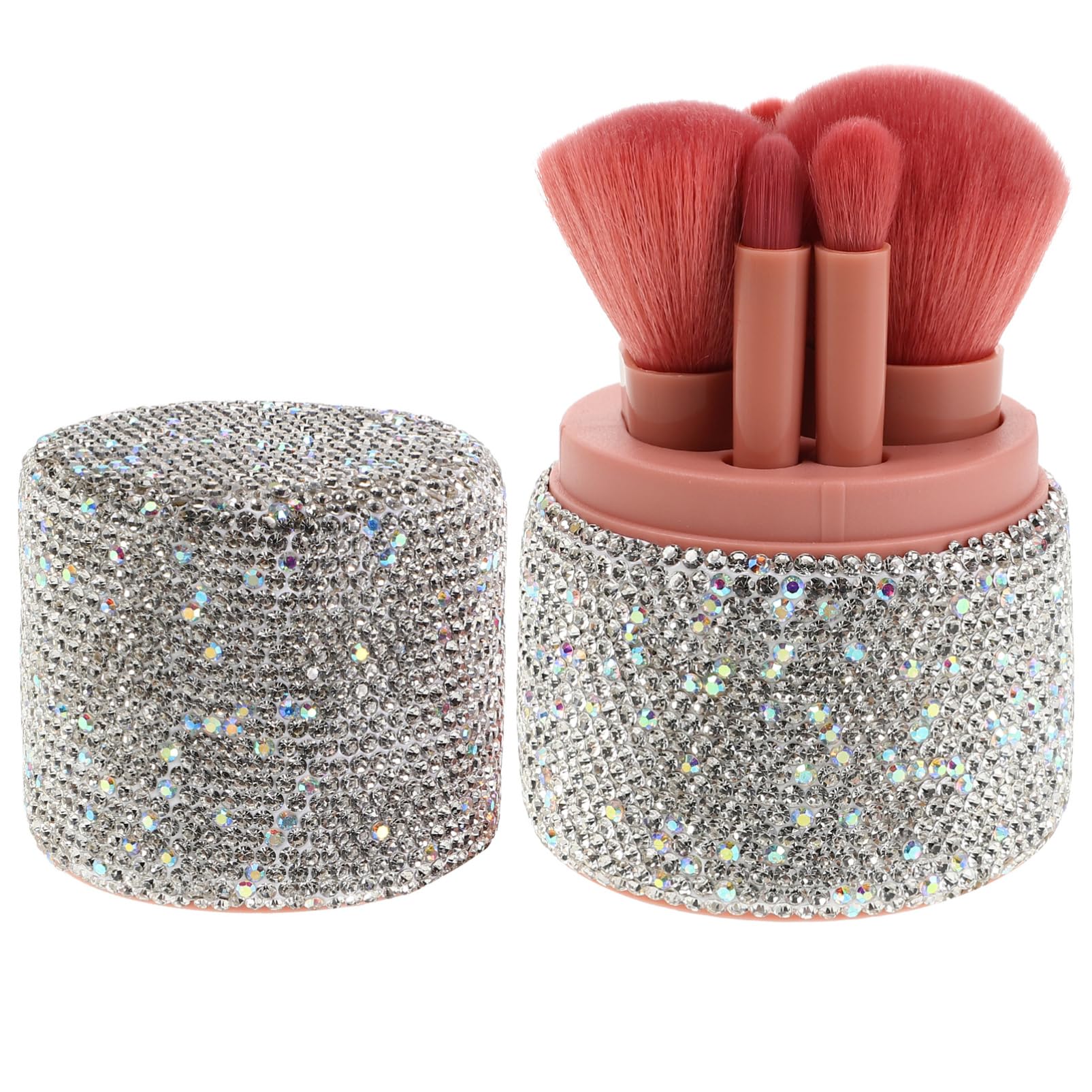 FRCOLOR Brocha De Maquillaje Con Brillantina Kit De Brochas Para Ojos Portátil Pequeño Viaje Estuche De Cristal Organizador De Belleza