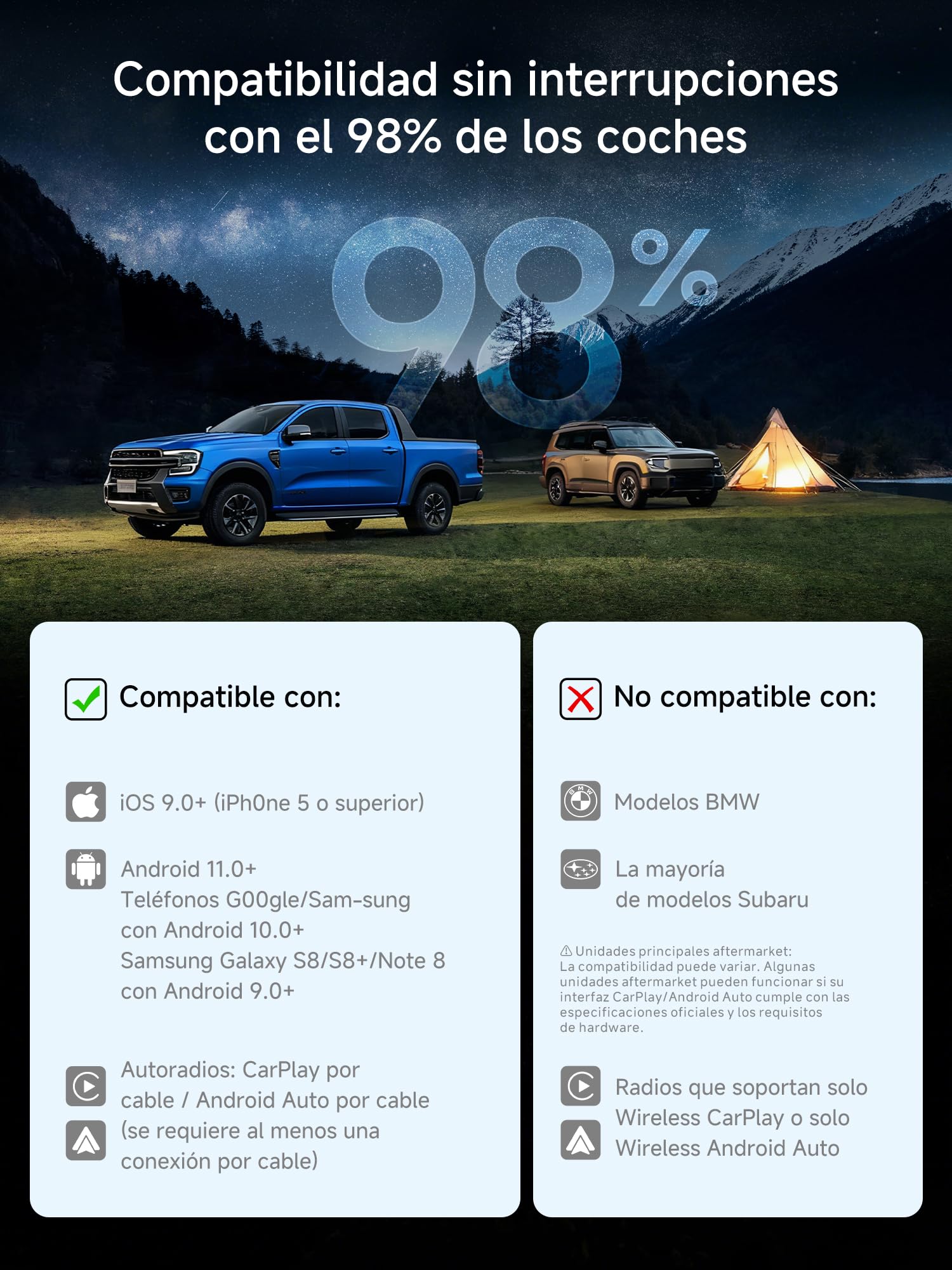 Adaptateur CarPlay sans Fil, Magic AI Box Android Auto avec Double WiFi, Verrouillage Bluetooth, DriveChat AI Voice, 2GO+16GO, pour Netflix/Youtube/Carte TF, CB4A