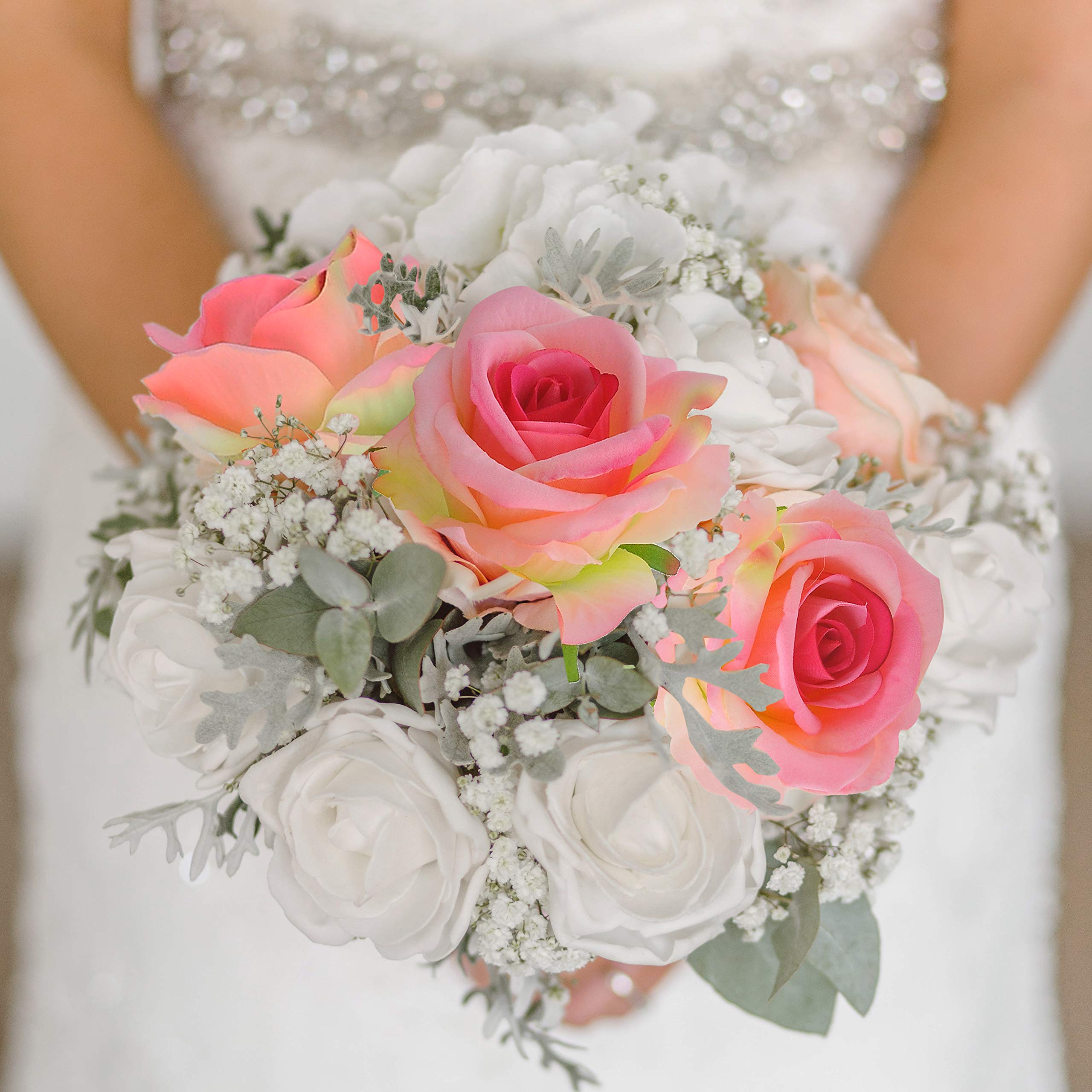 cnKnight Rosa artificiale in massa all'ingrosso, 20 pezzi, 20 cm, in velluto di seta con