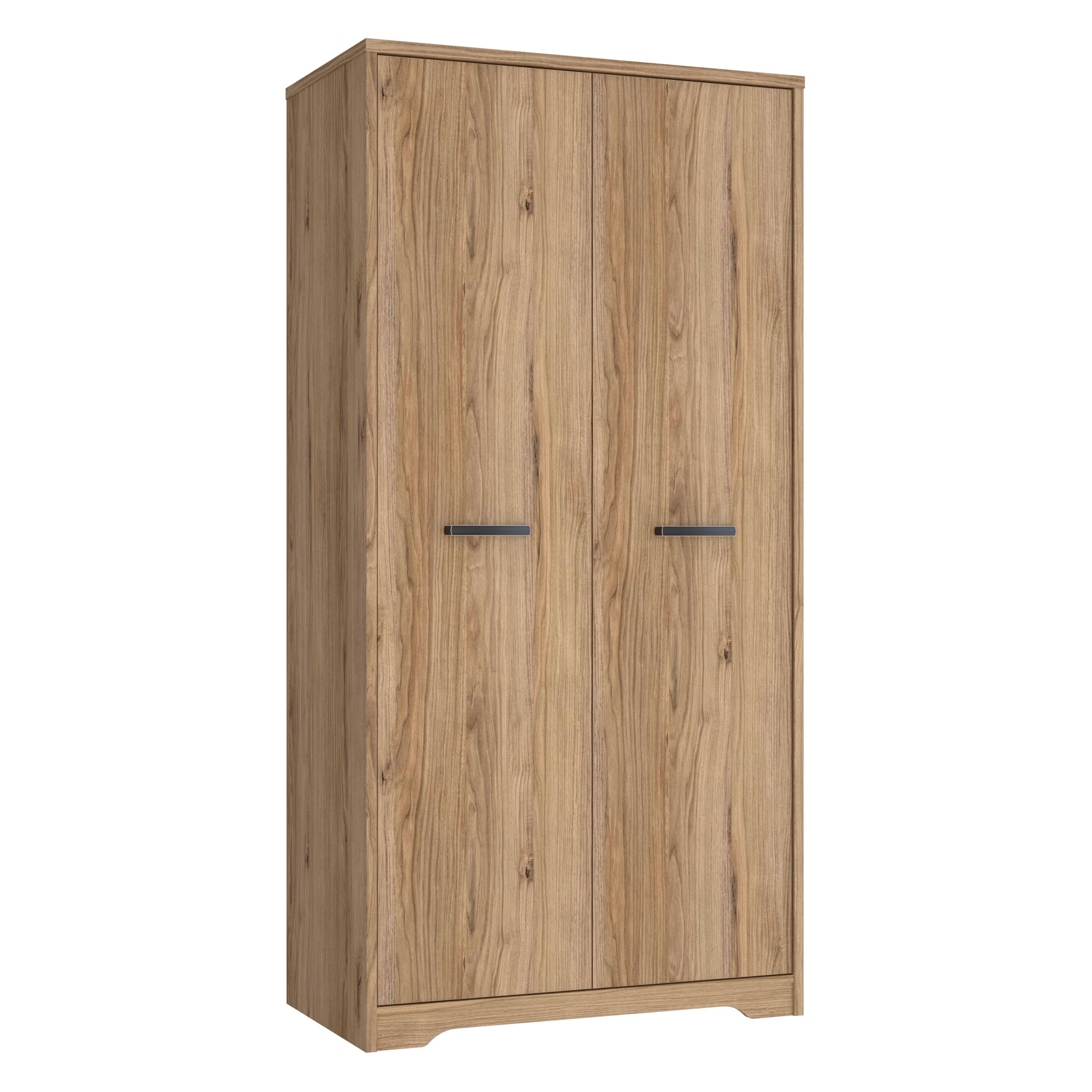 Forte JOADAKIS Kleiderschrank 95, klassischer Drehtürenschrank mit 2 Türen und Einlegeböden, Holzwerkstoff, Catania Eiche Dekor, 94,5 cm breit, 192,4 cm hoch, 52,7 cm tief