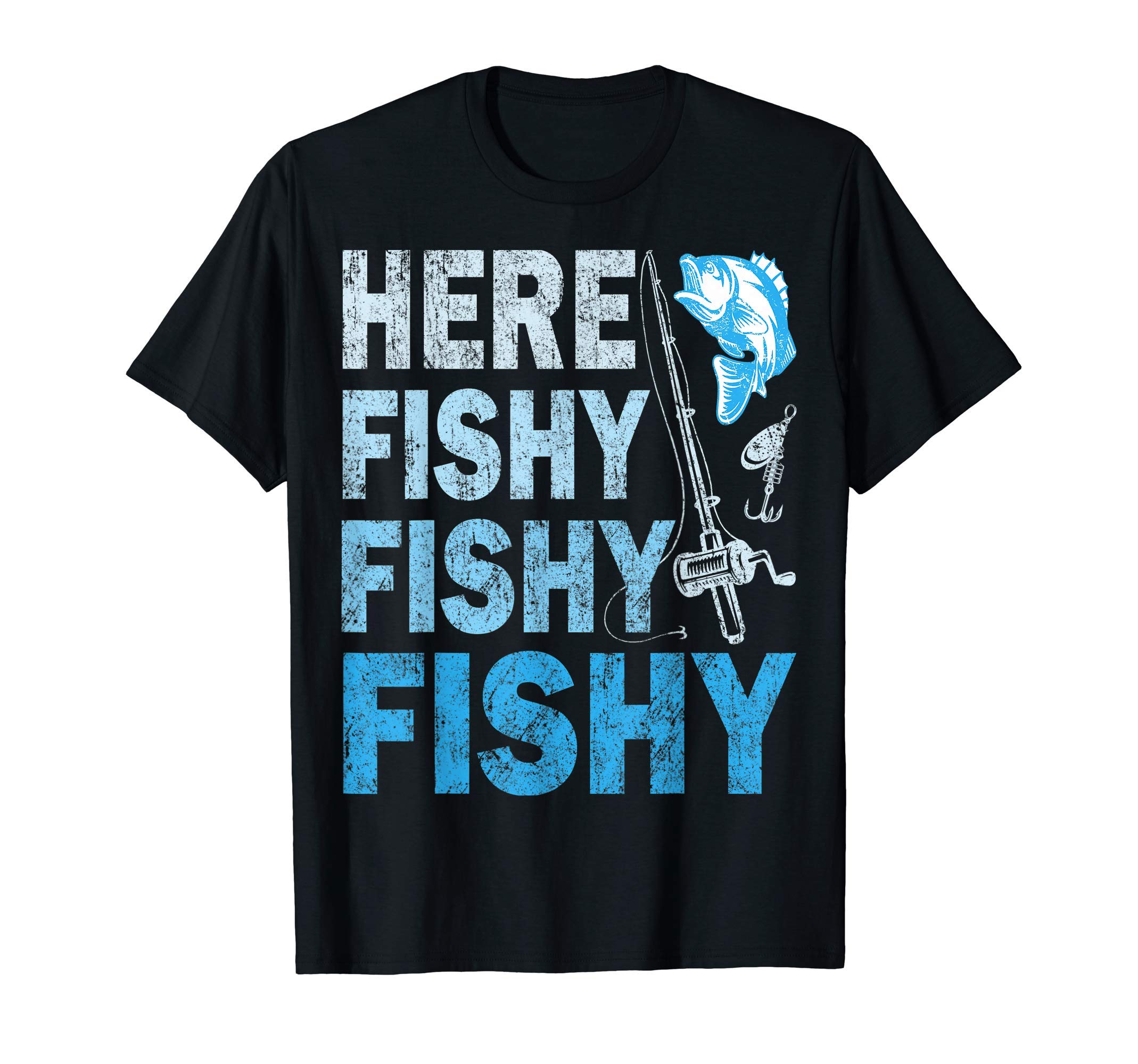 Here Fishy Fishy Fishy Trout TShirtFunny Fisherman Here Fishy Fishy Fishy Shirt Gift T-ShirtOEKO-TEX STANDARD 100