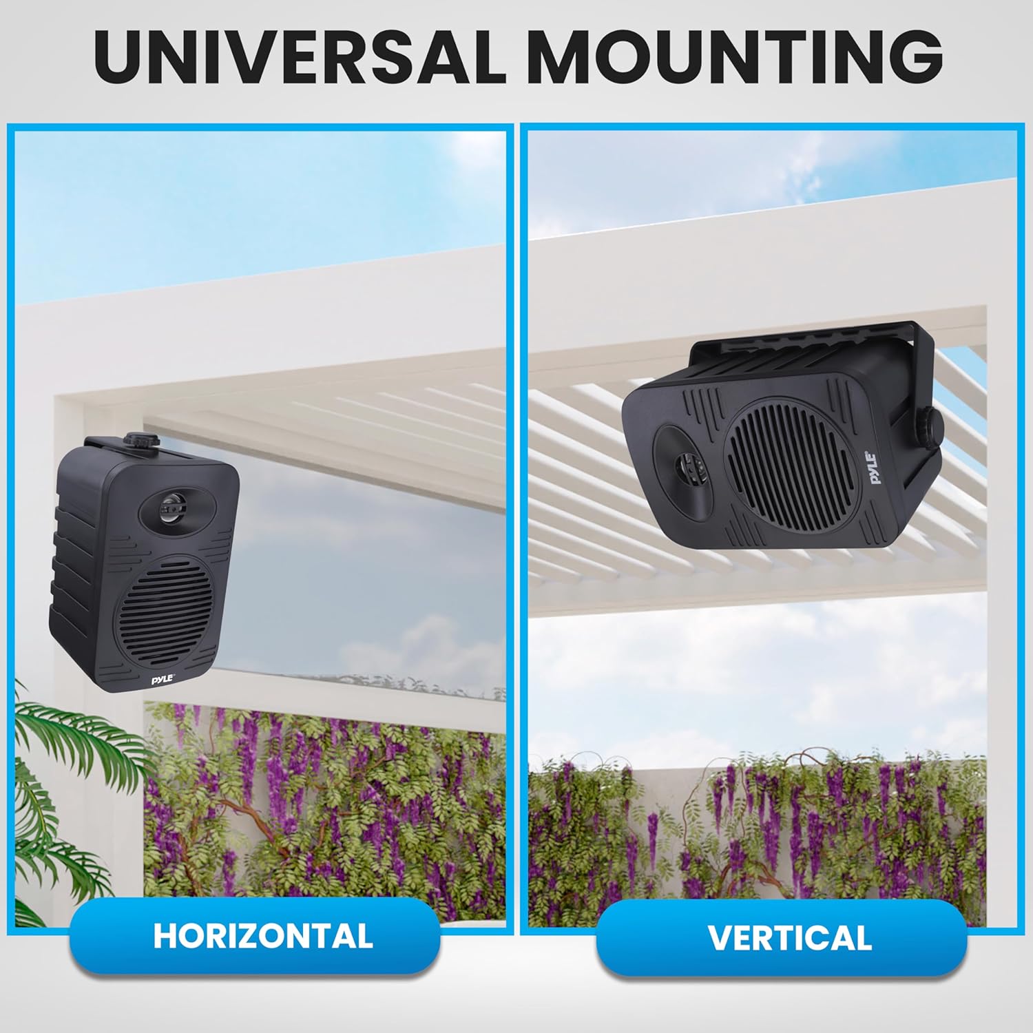 Pyle Indoor Outdoor Speakers Pair - 300 Watt Dual Waterproof 4” 2-Way Full Range Speaker System w/ 1/2” High Compliance Polymer Tweeter - in-Home, Boat, Marine, Deck, Patio, Poolside (Black) - Image 5