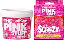 Stardrops - The Pink Stuff Miracle Cleaning Paste & SQeeZY Scrubber Sponge Bundle – All-Purpose, Non-Scratch Cleaner for Kitchens, Bathrooms, Walls, Floors, Pots, Grout, and More