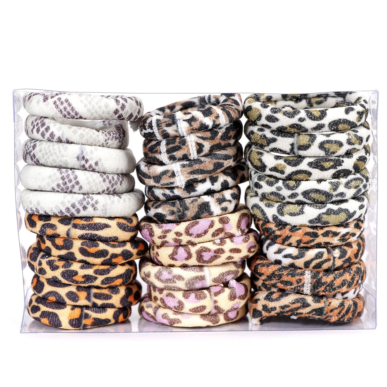 Random Rubber 30 pc Tiger printed Elastic Multicolor Hair Rubber Bands for Kids Girls Women, Silky Hair Bands hairband scurunchies hair ties strechable soft seamless bands school wear daily use-image-1