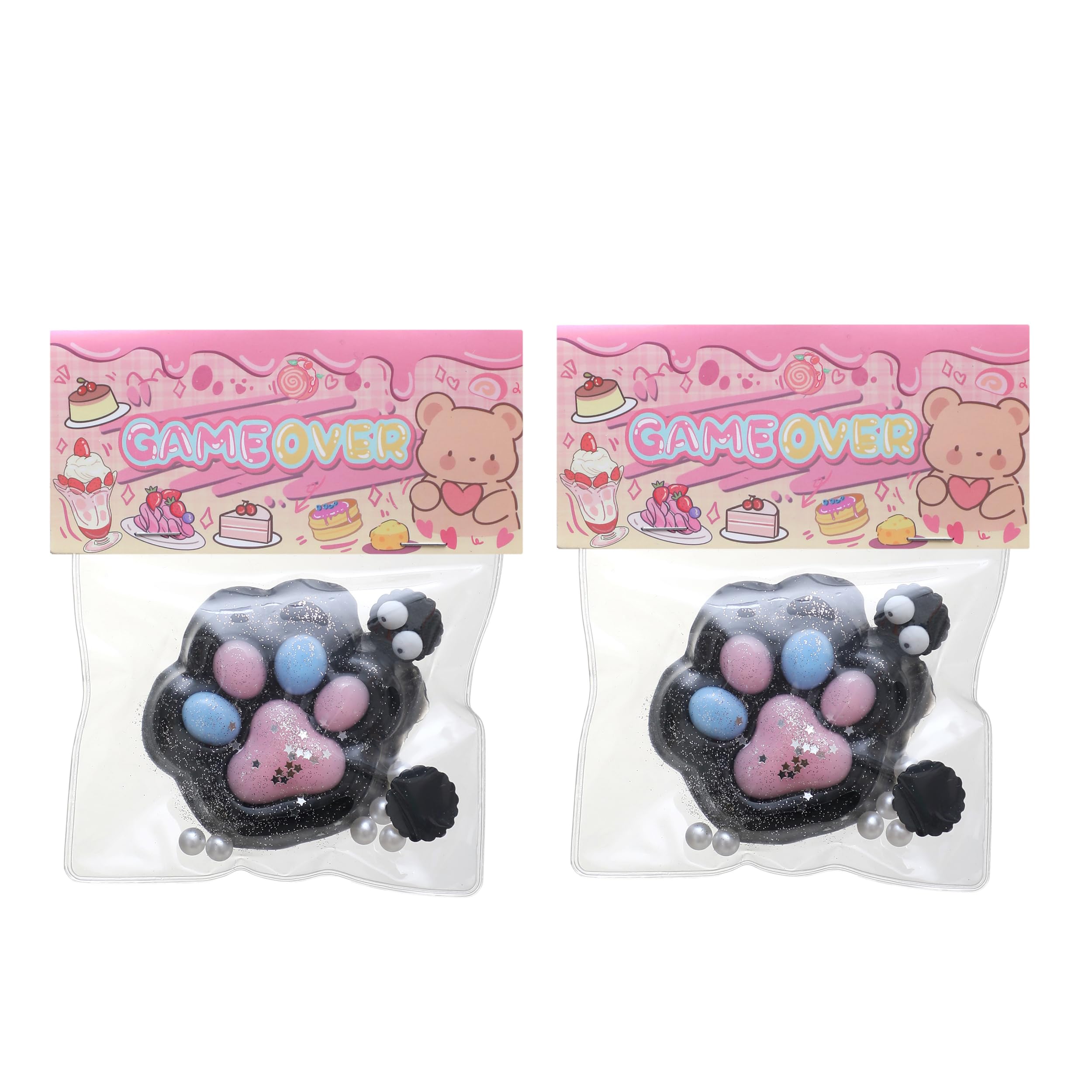 Taba Squishy Cat Paw Squeeze Toys,Sensory Fidget Toy for Your Best Mellow and Chill,Birthday Gift, Squishy Toys for Adults (Black-2PCS)