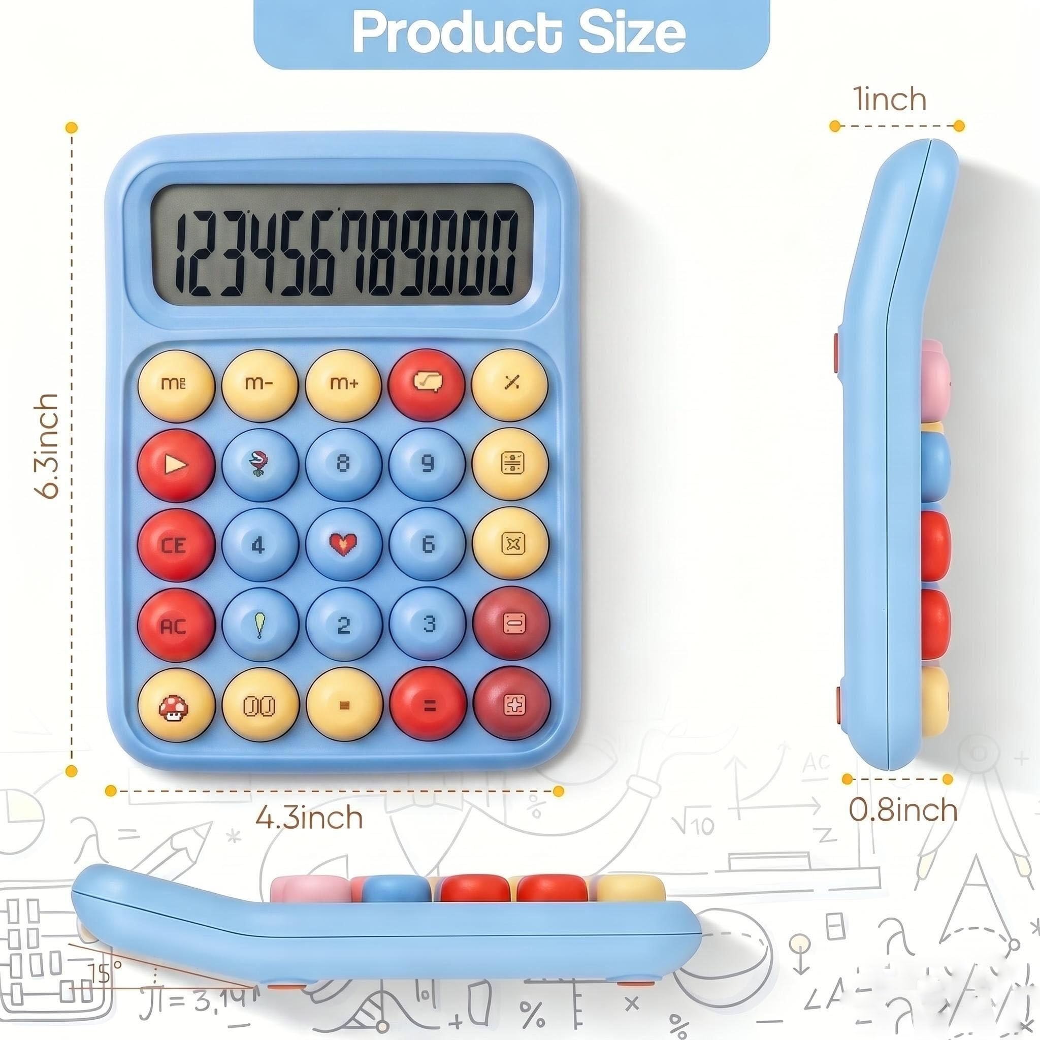Calculadora estética de escritorio, calculadora de estilo retro fácil de usar, calculadora de 12 dígitos con alfombrilla antideslizante, diseño bonito, ligero y duradero, perfecta para oficina