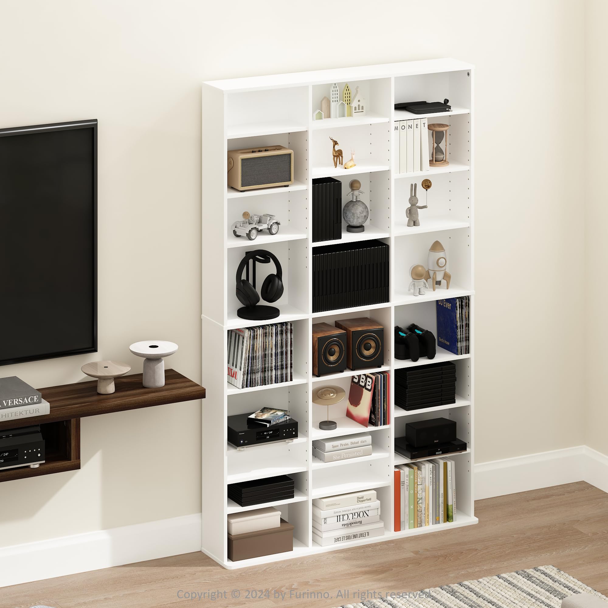 Amazon.com: Furinno Jaya DVD Shelf, 24-Shelf Wide CD Rack, Media