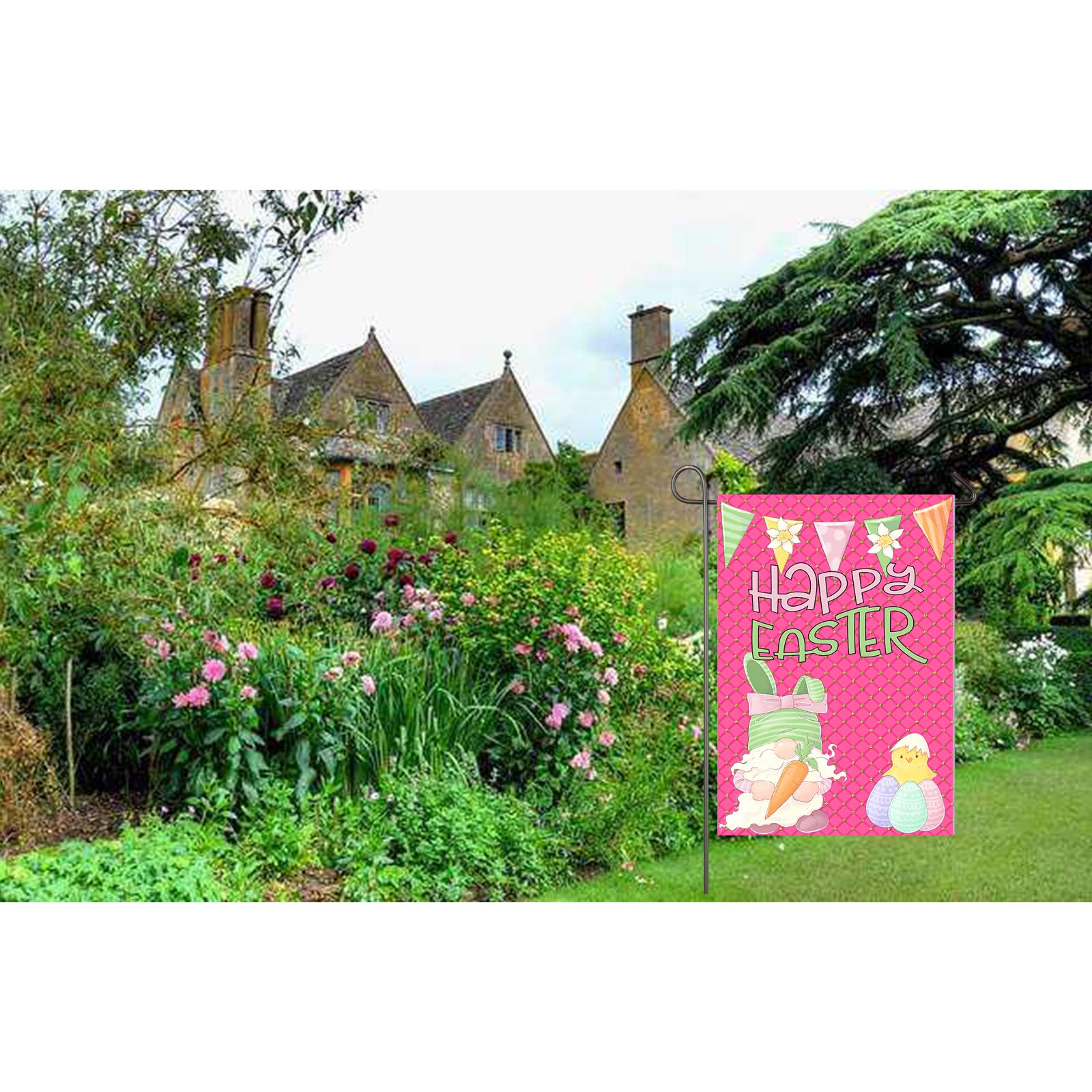 Ogiselestyle Oster-Gartenflagge – Doppelseitig, 31,5x45,7 Cm (Osterhase, Frühling)