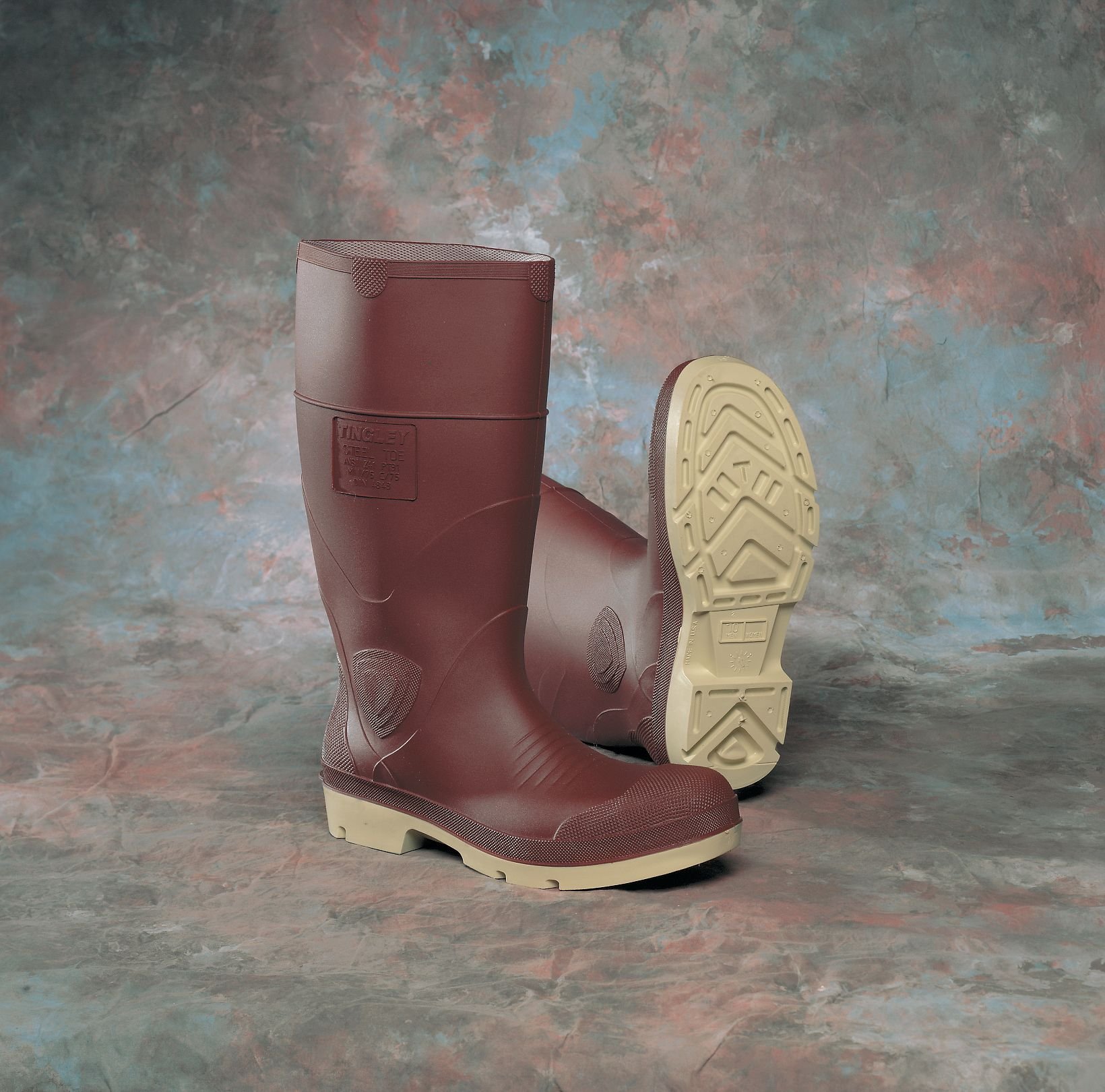 PREMIER 93145.09 15" Chevron Plus Plain Toe PVC Boot, Size 09, Brick Red/Cream