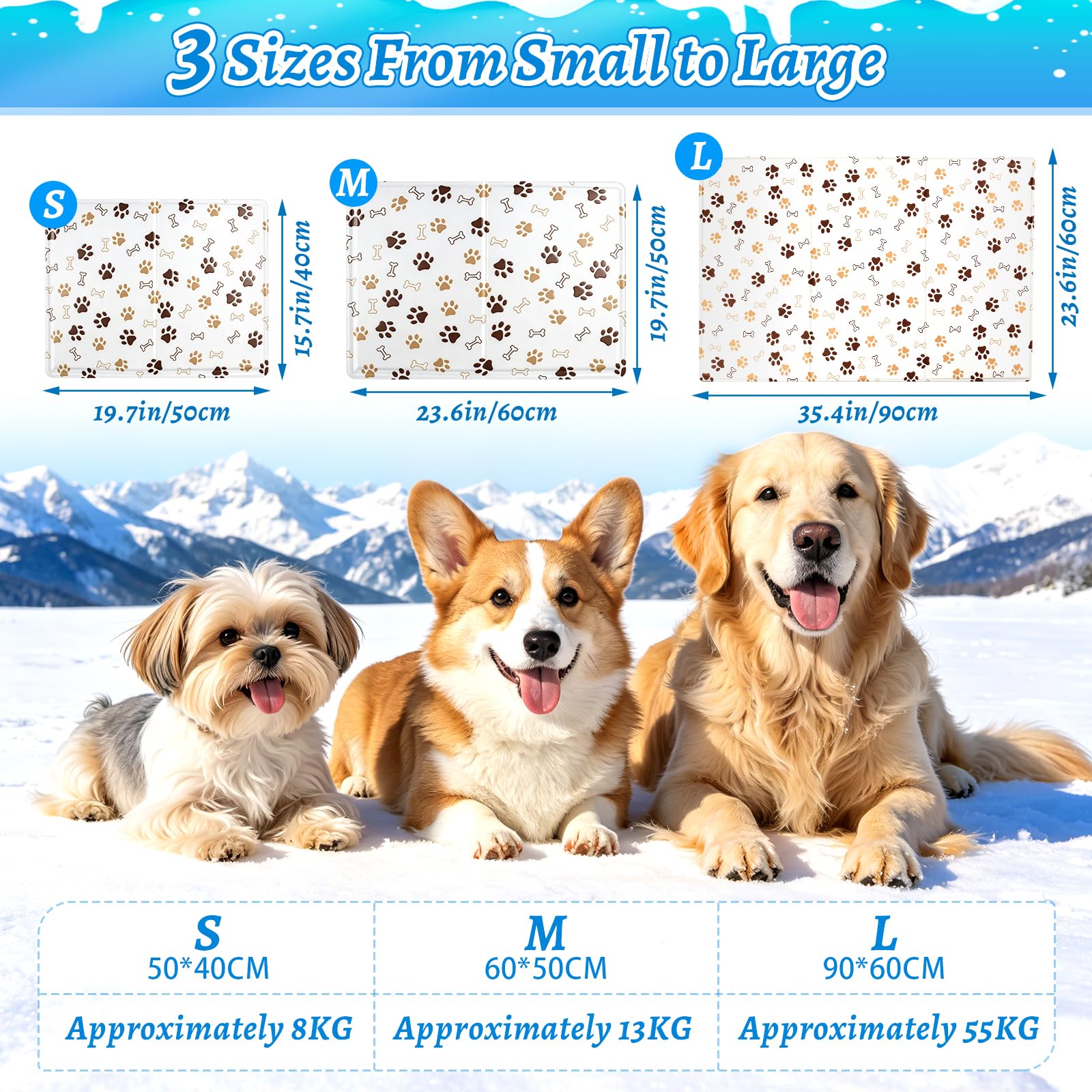 Refrigeración para Perro Gatos,50x40cm Alfombrilla Refrigerante,Manta Refrigerante Perro,Automática enfriamiento,Impermeable y Resistente,Fácil de Limpiar Alfombrilla Refrescante