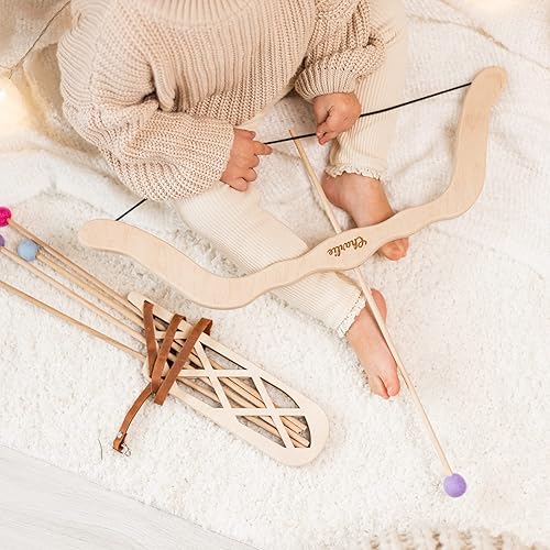 Miniatura 8 de Personalized Wooden Bow and Arrow Archery Wood Set Kids Hunting Outdoor Archery Set for Boys with Name Engraving Custom Archery for Kids Montessori