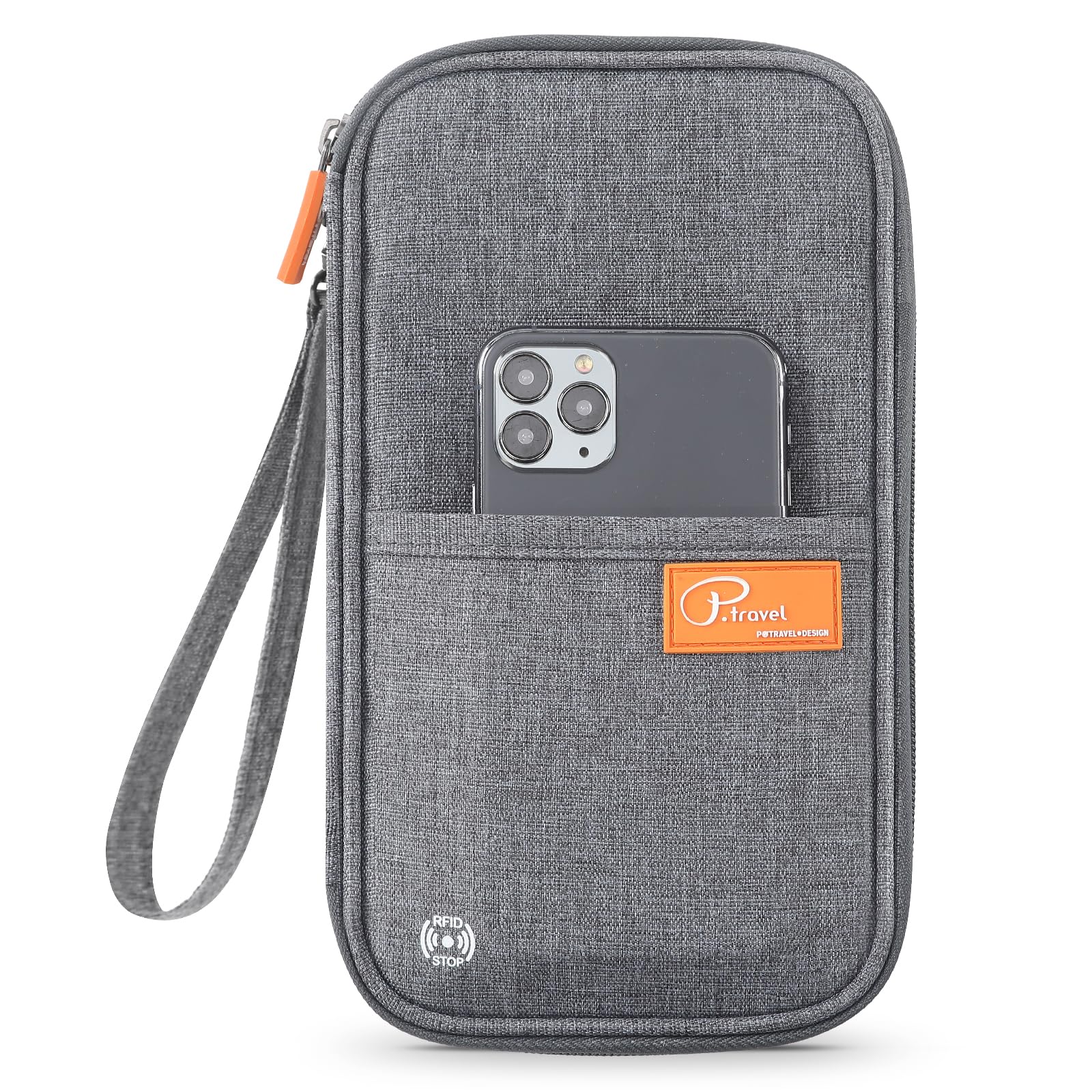 P.travel Passport Holder, Grey, Travel Wallet
